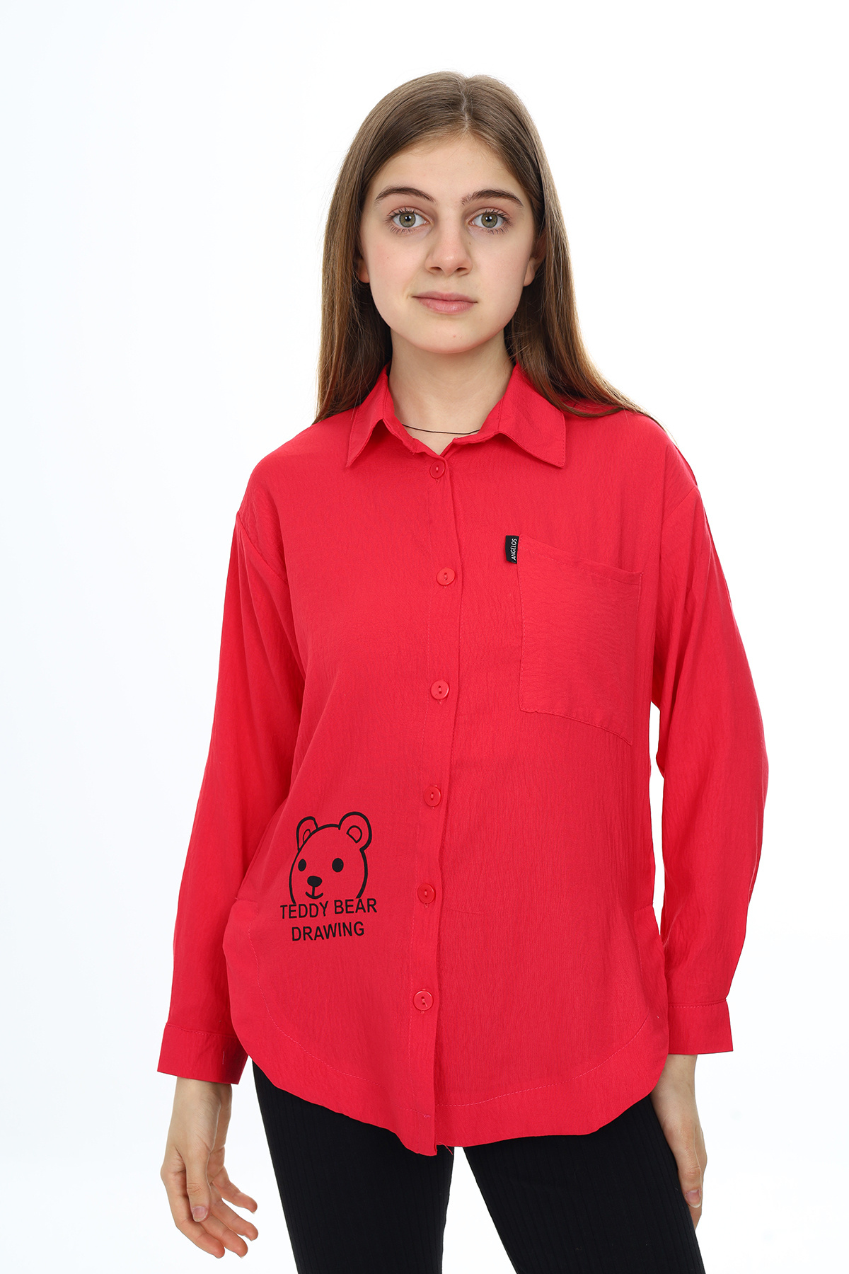 Cansın Mini-Cămașă pentru fetiță, cu nasturi, cu imprimeu ursuleț fucsia, cu fante 18415 3