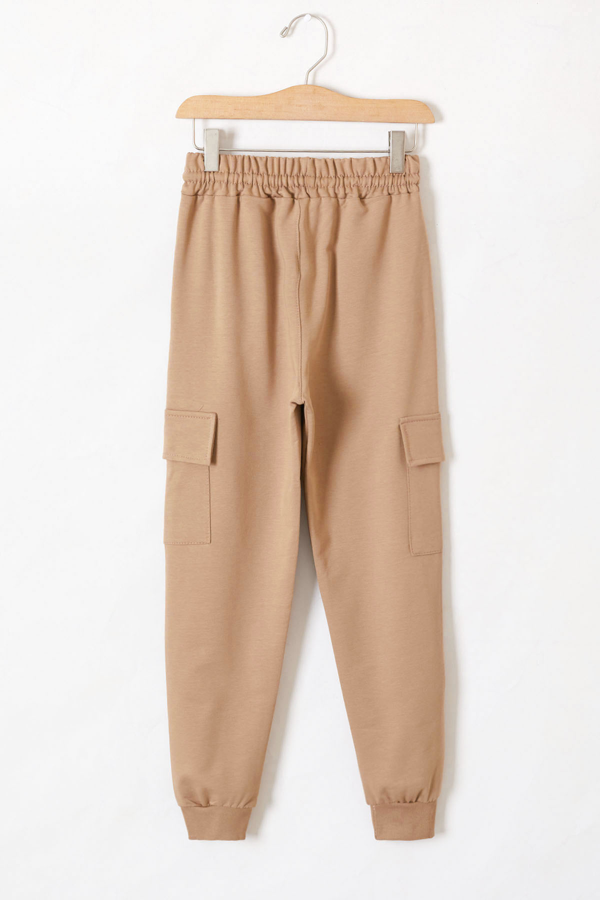Cansın Mini-Girl's Cream Sweatpants - Elastic Waist, Cargo Pocket, School Uniform 19194 5