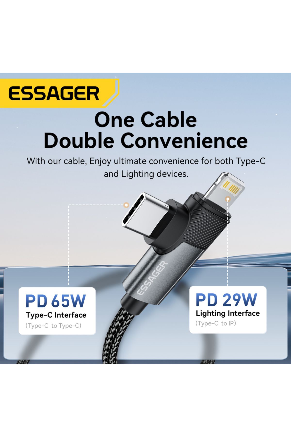 Choice-Essager 2 in 1 USB Type C Cable 65W PD Fast Charging Wire Type C To Lightning Cable For iPhone 15... 2
