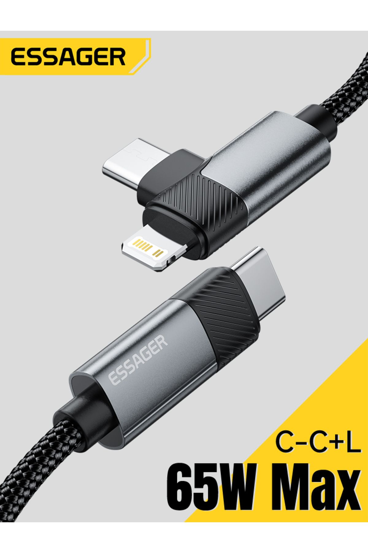 Choice-Essager 2 in 1 USB Type C Cable 65W PD Fast Charging Wire Type C To Lightning Cable For iPhone 15... 7