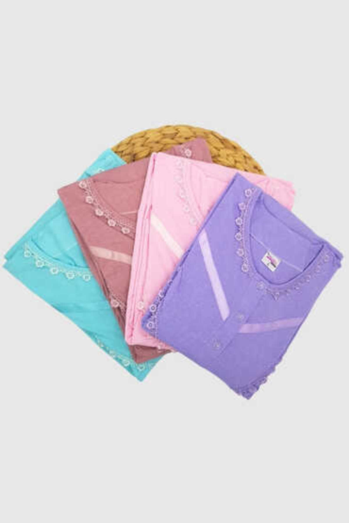 Melika Boydan Düz Gecelik 4lü Paket Renkli