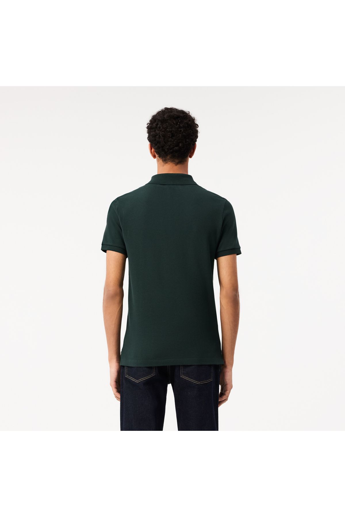 تی شرت یقه پولو مردانه L.12.12 باریک و چوگان سبز تیره Lacoste