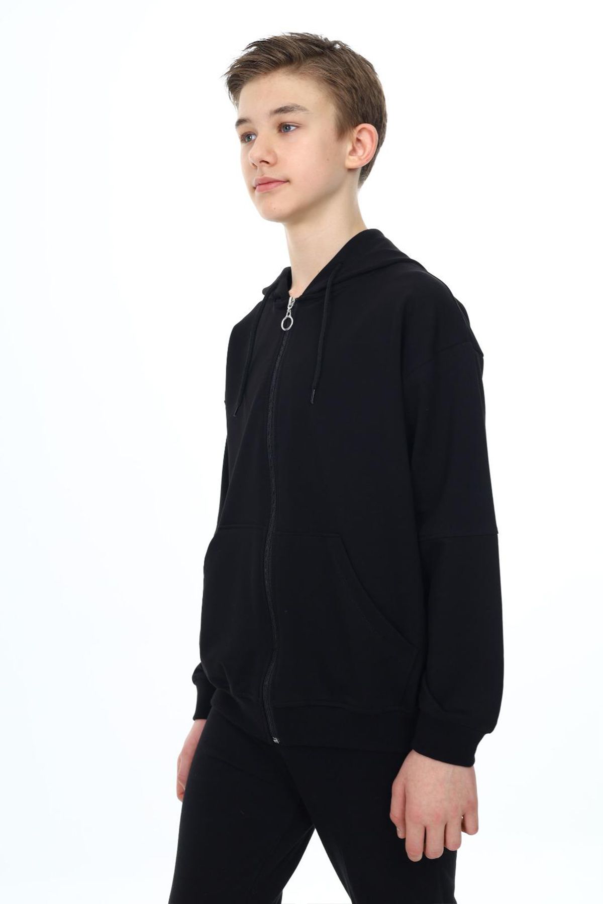 Cansın Mini-Boy's Hooded Black School Cardigan - 19206 2