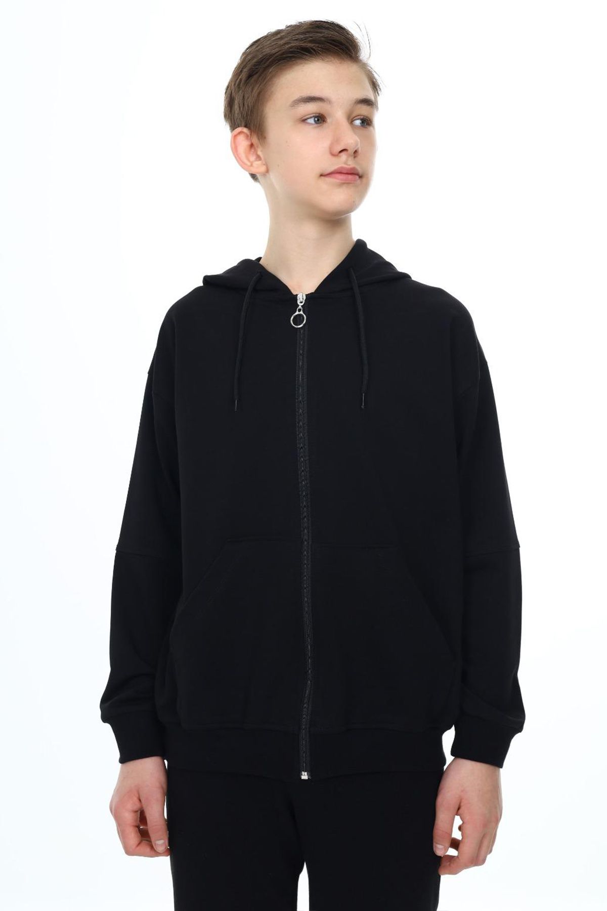 Cansın Mini-Boy's Hooded Black School Cardigan - 19206 1