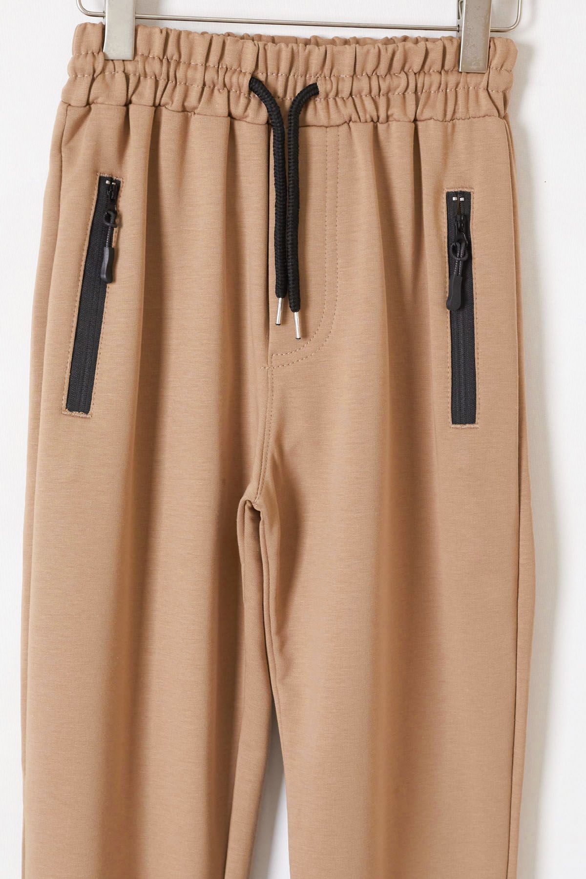Cansın Mini-Girl's School Sweatpants - Cream, Zipper Pocket, 19198 7