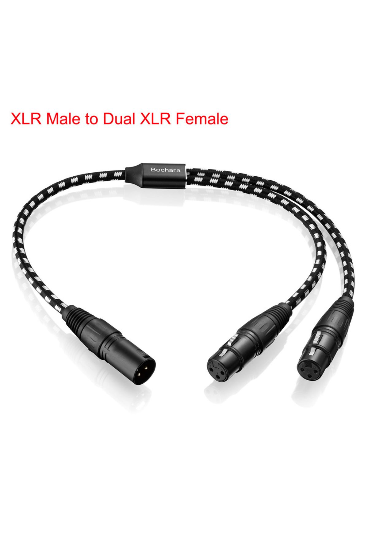 Choice-0.5m Male to Dual Female Bochara Braided XLR Male to Dual XLR Female 3pin Splitter Cable Dual(Foil+B 1