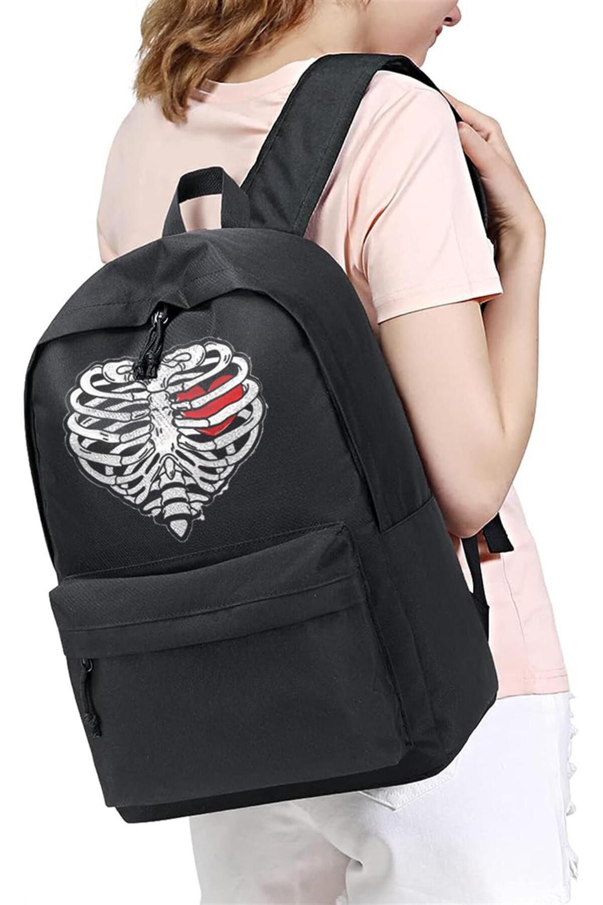 BAREM BUTİK Barem Butik  Heart Rib Baskılı Unisex Sırt Çantası