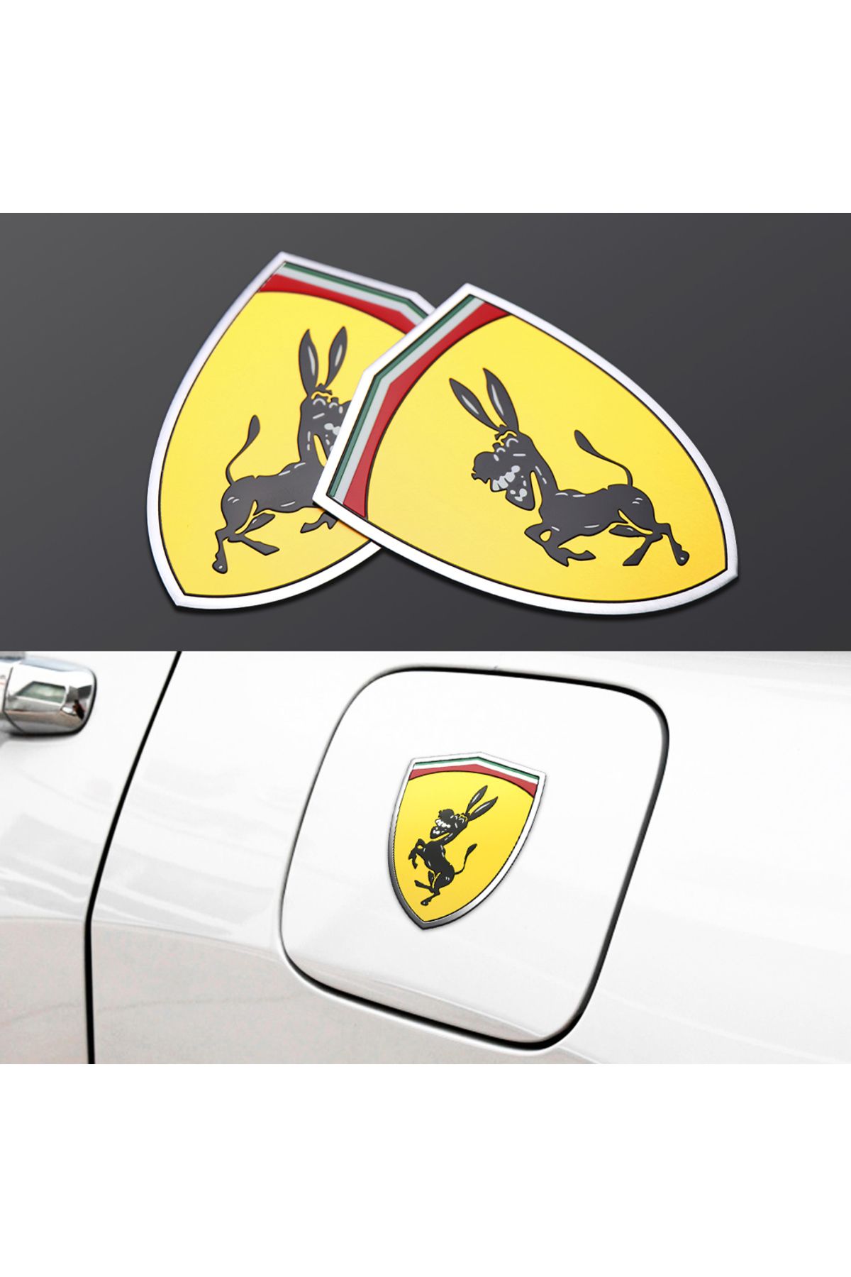 Choice-3D Aluminum Creative Funny Ferrari Donkey Emblem Badge Car Trunk Side Body Sticker For Ford Musta... 8