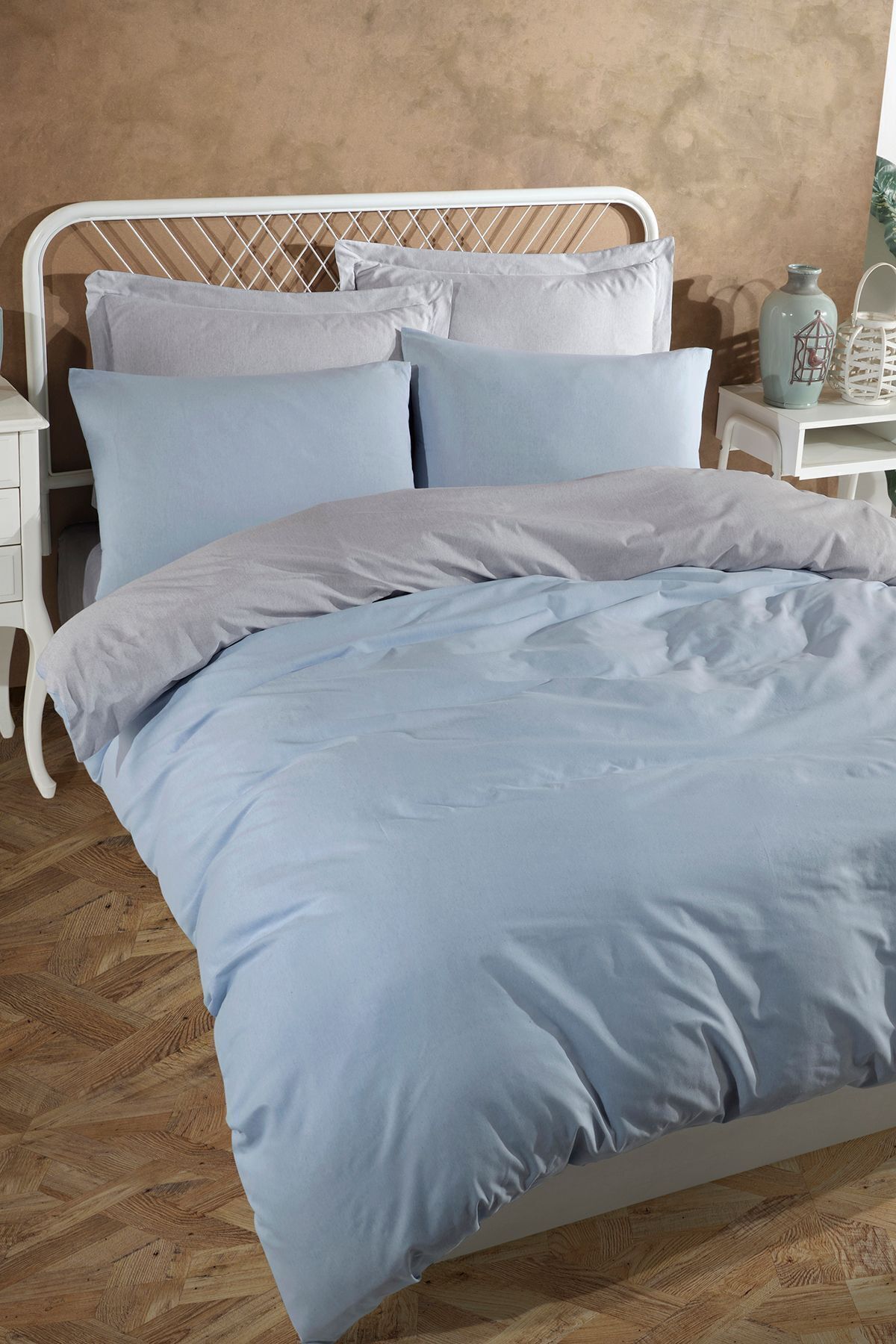 Eponj Home-Set cuvertură de pilota dublă Easy-Iron - Solid A.Blue-Grey 1