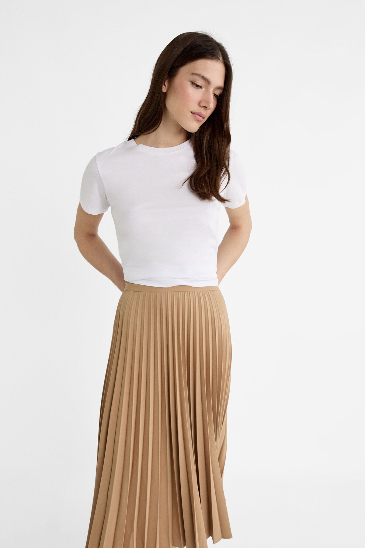 Stradivarius-Pleated midi skirt 1