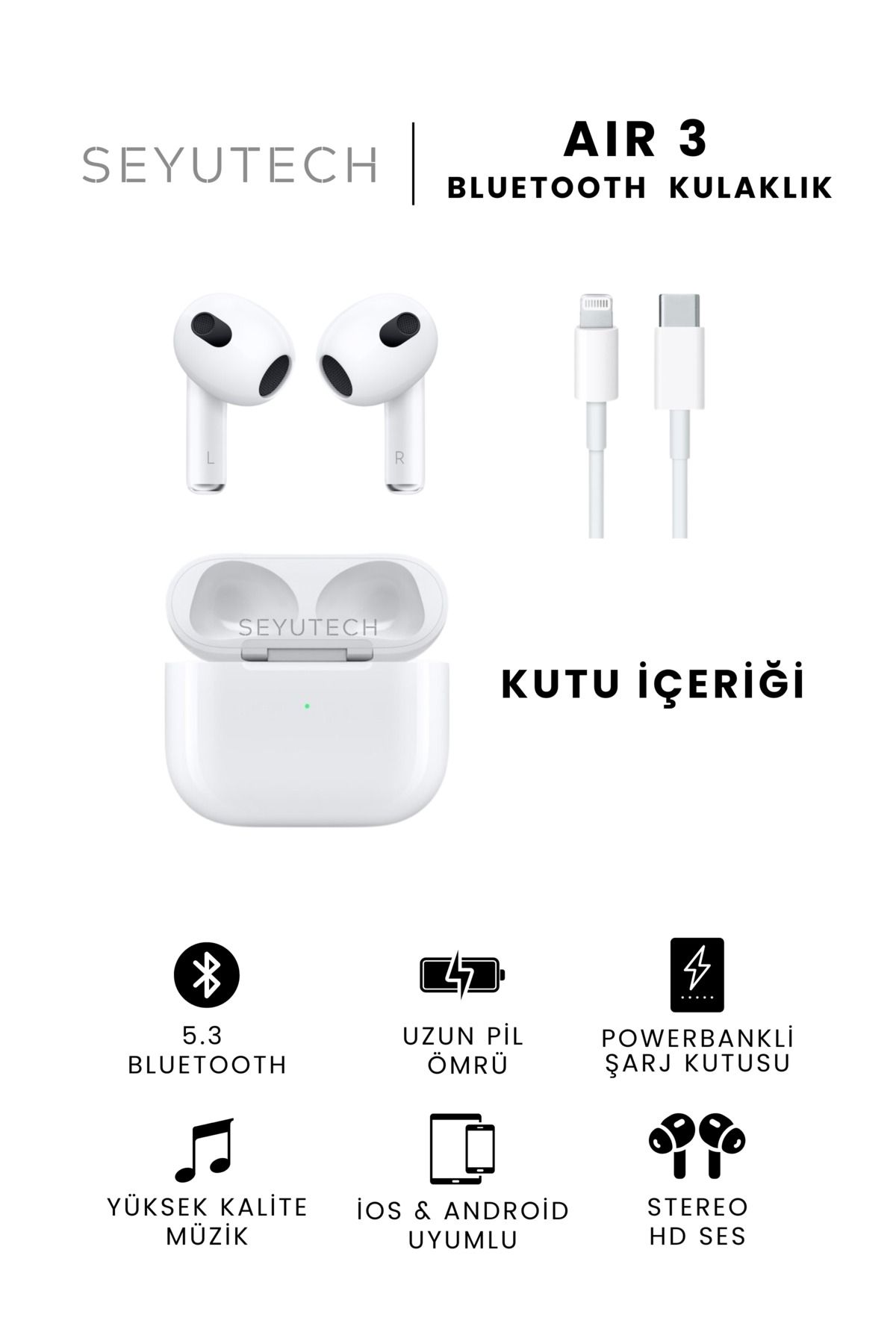 SEYUTECH Air 3 Bluetooth Kulaklık Ios Ve Android Uyumlu Kablosuz Kulaklık-6