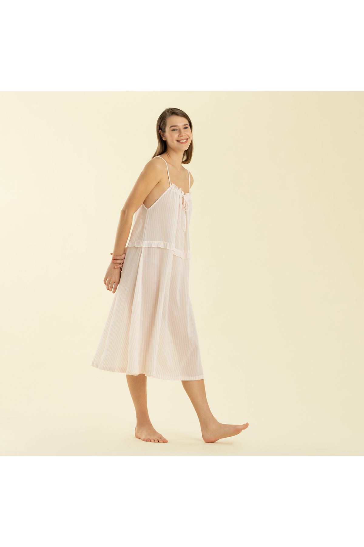 Chakra-Elegant Nightgown White/Pink 3