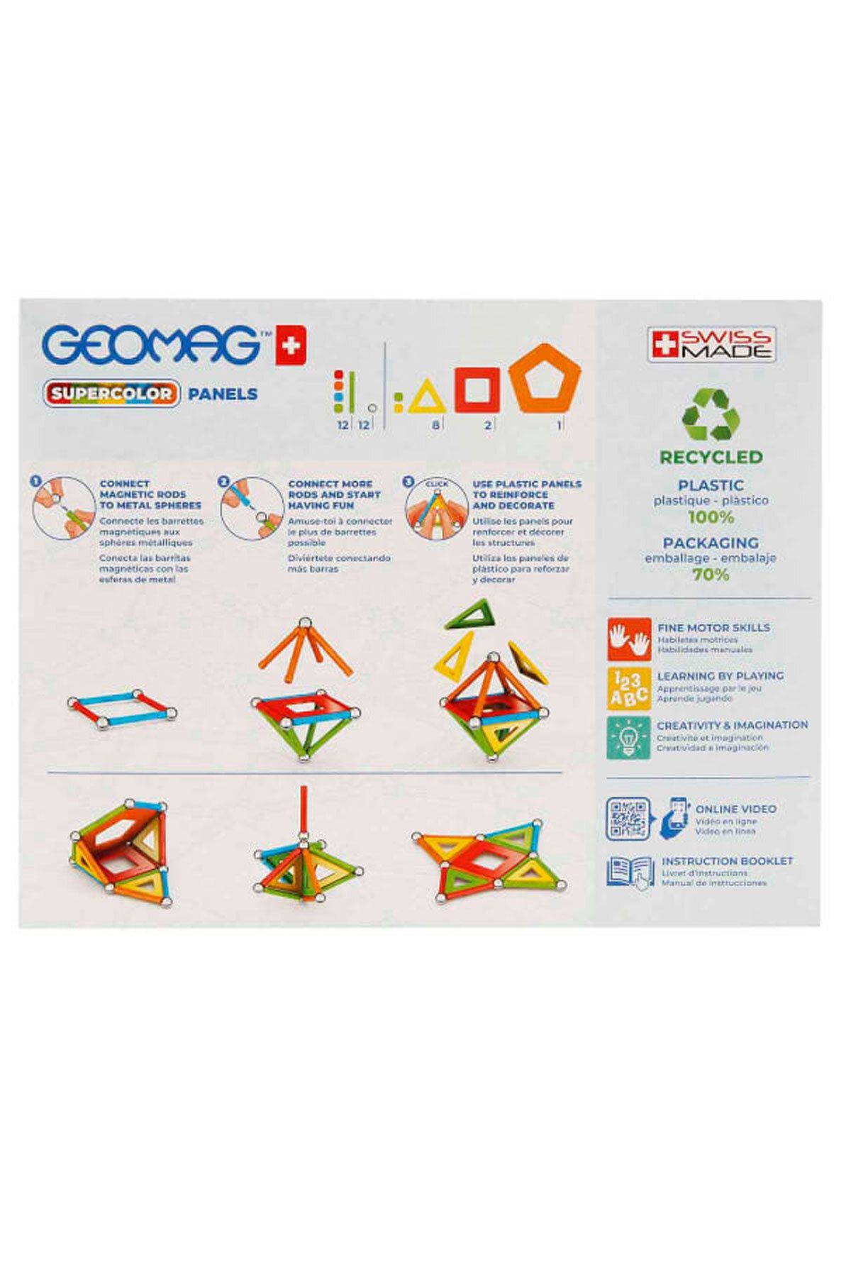 Toyaş-Geomag Magnetic Sticks Supercolor Panels Serial Intelligence Game Magnetic Building Game 35 Pieces 8