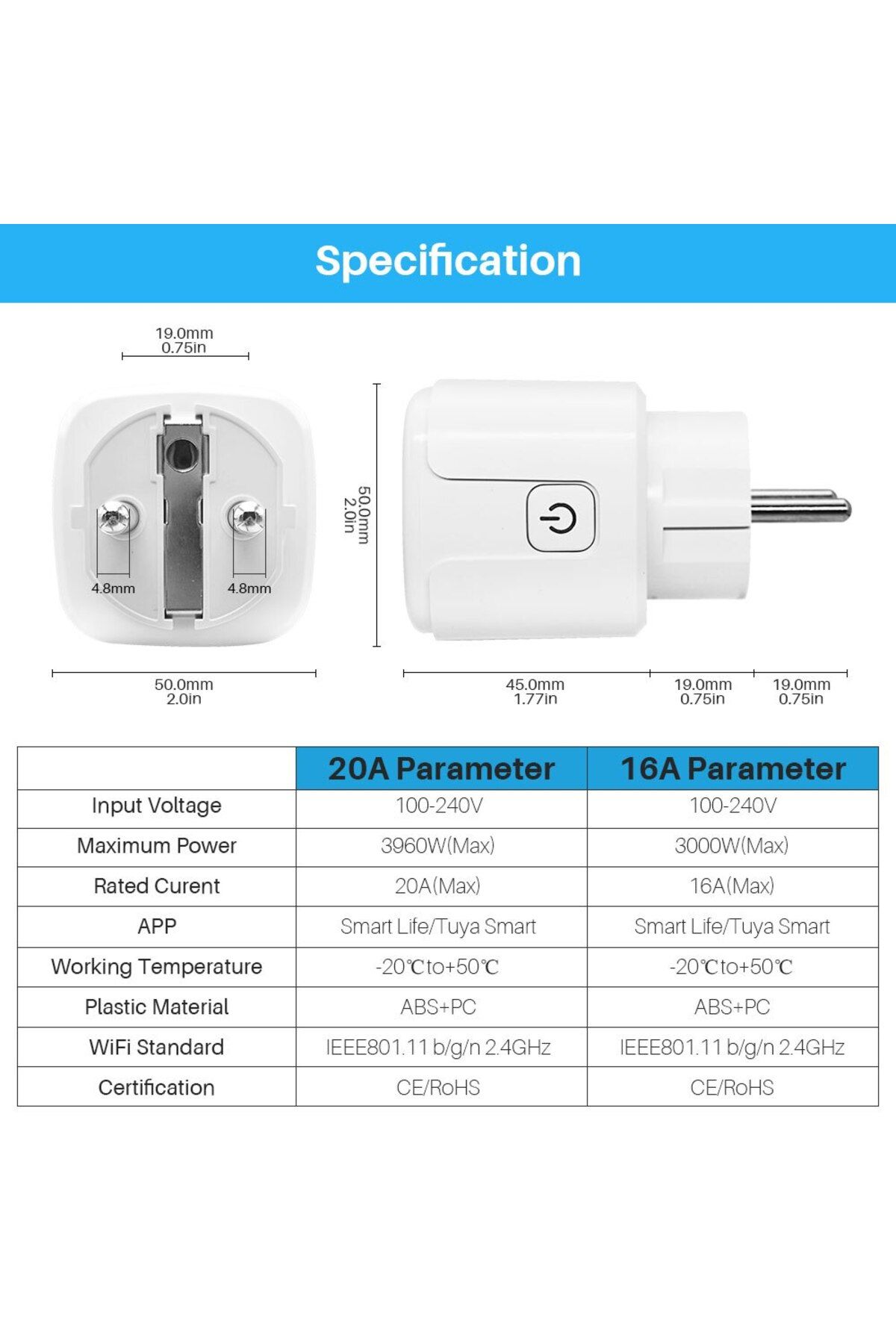 GGBEE-Tuya 16A Smart Socket WiFi EU Plug With Power Monitoring Timing Function Voice Control Work With ... 6