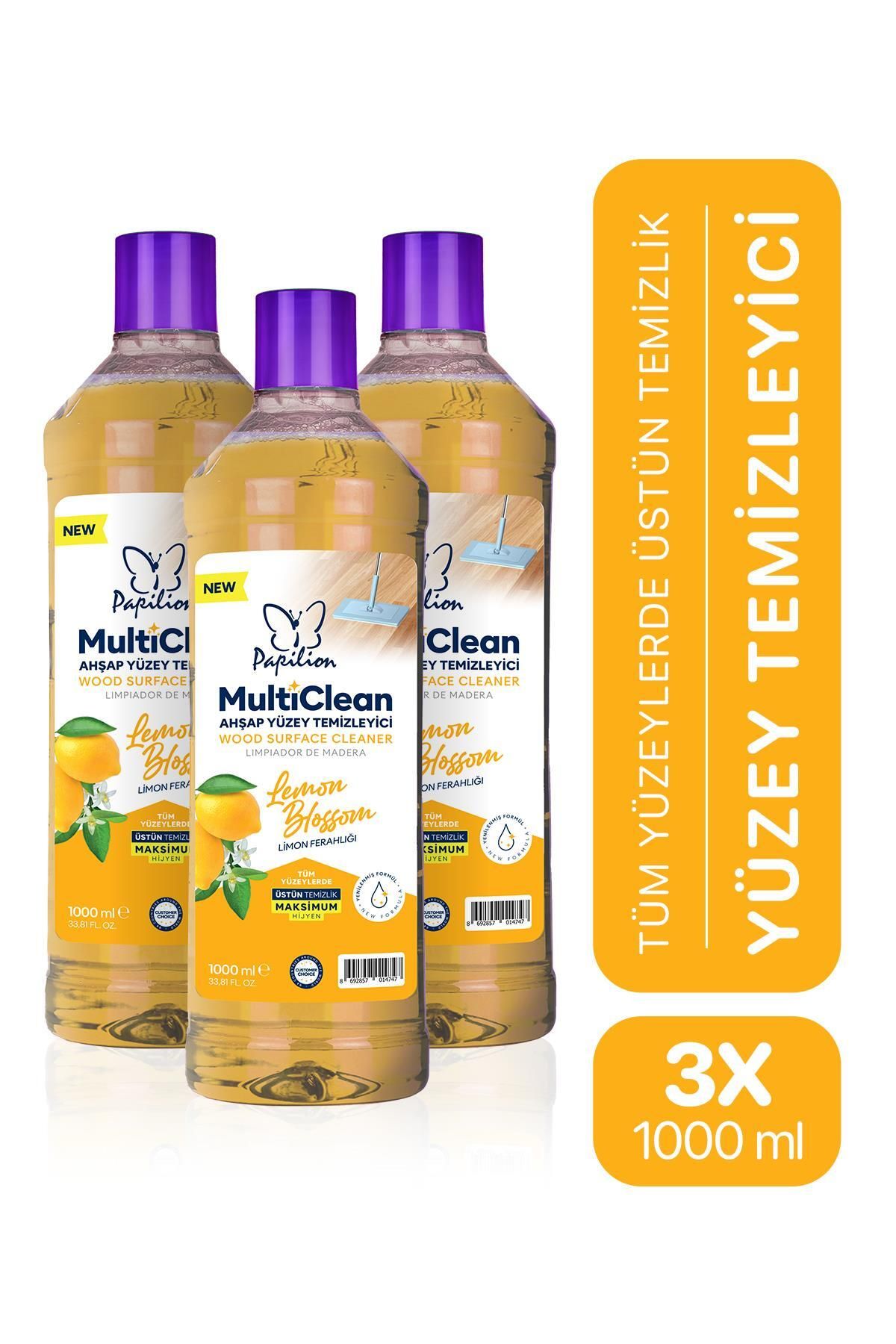 Papilion Limon Kokulu Hijyenik Ahşap Temizleyici 3x1000 ML