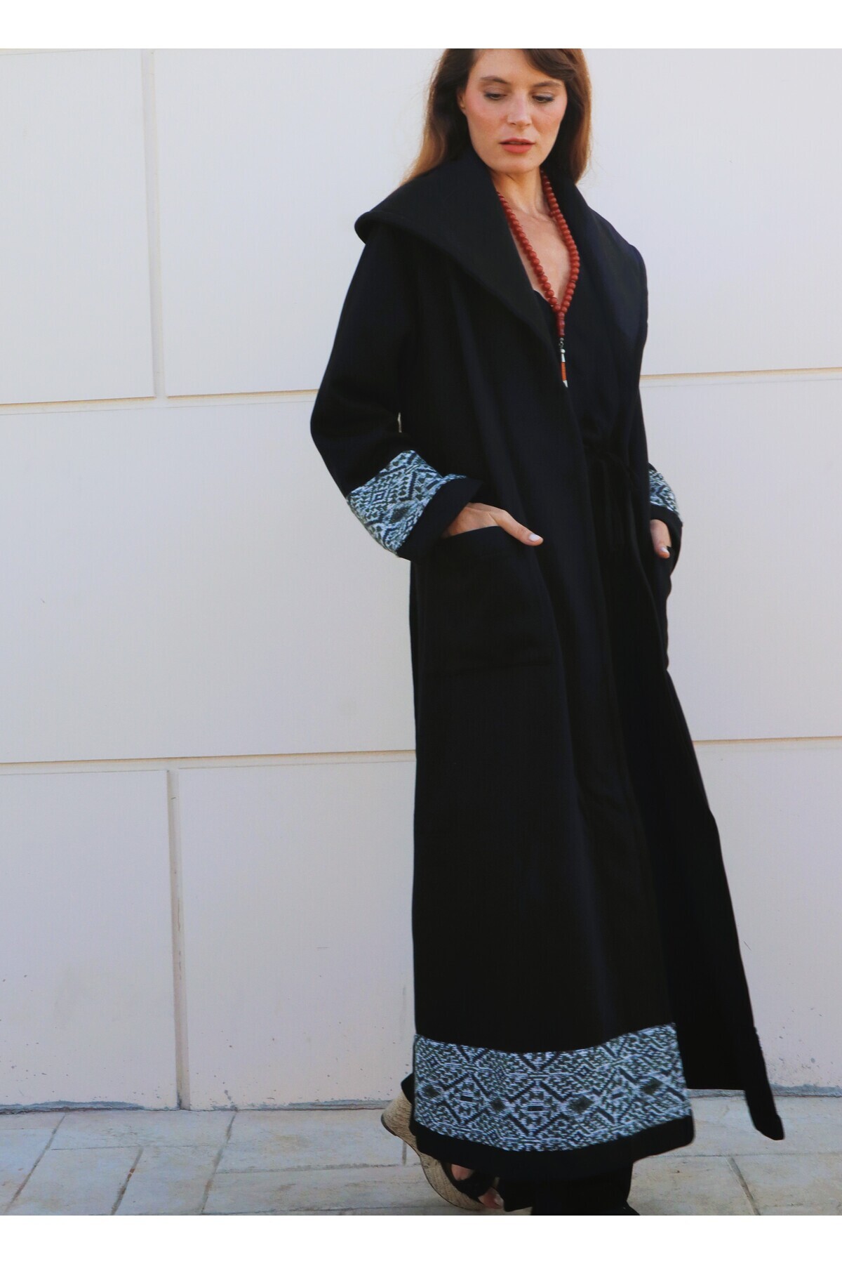 Su Koleksiyon Ozan Boho Stil Maksi Palto görsel 2