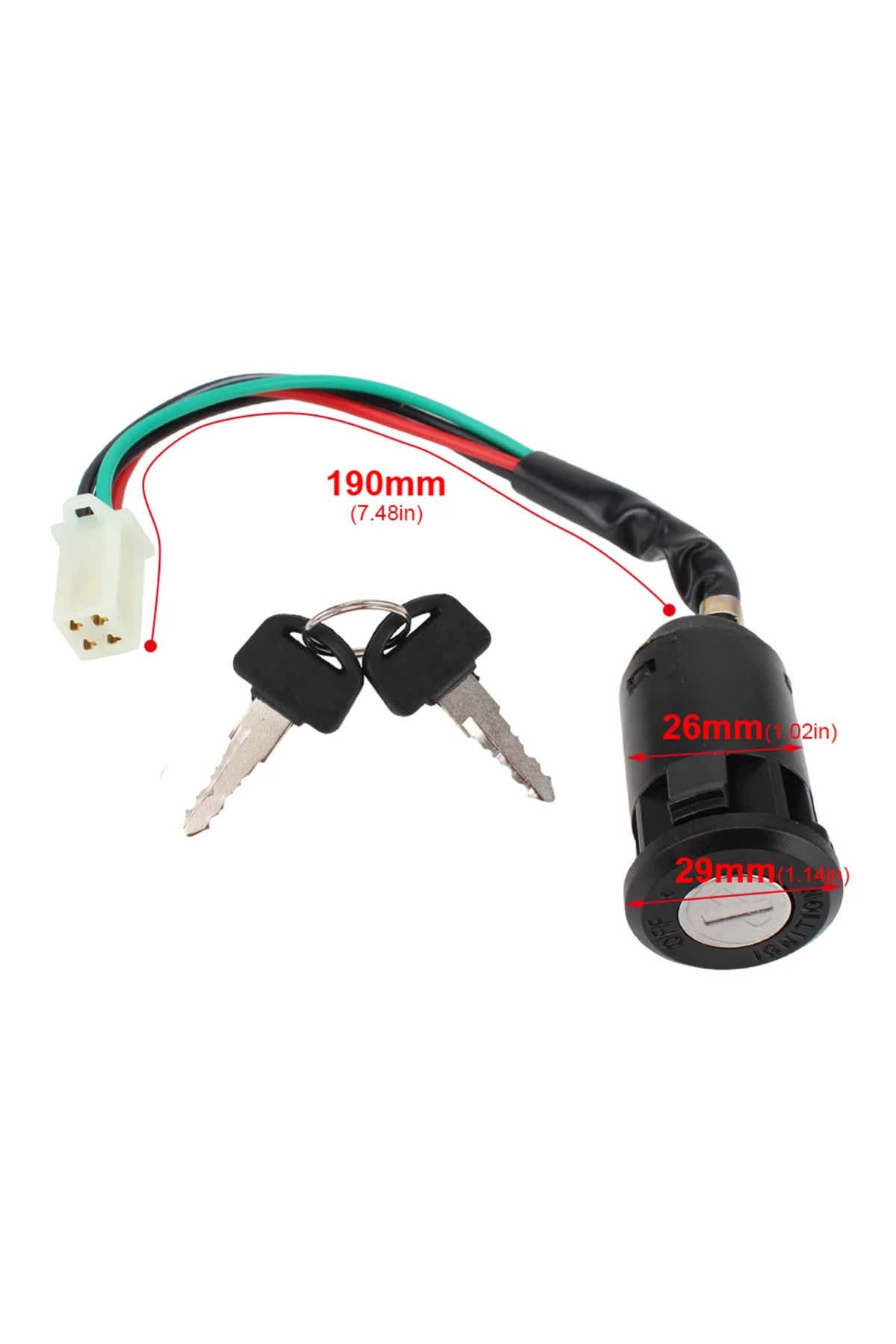 Choice-Universal Motorcycle Karting Ignition Switch 4 Pin Wire On/Off Ignition Switch with Keys for ATV ... 6