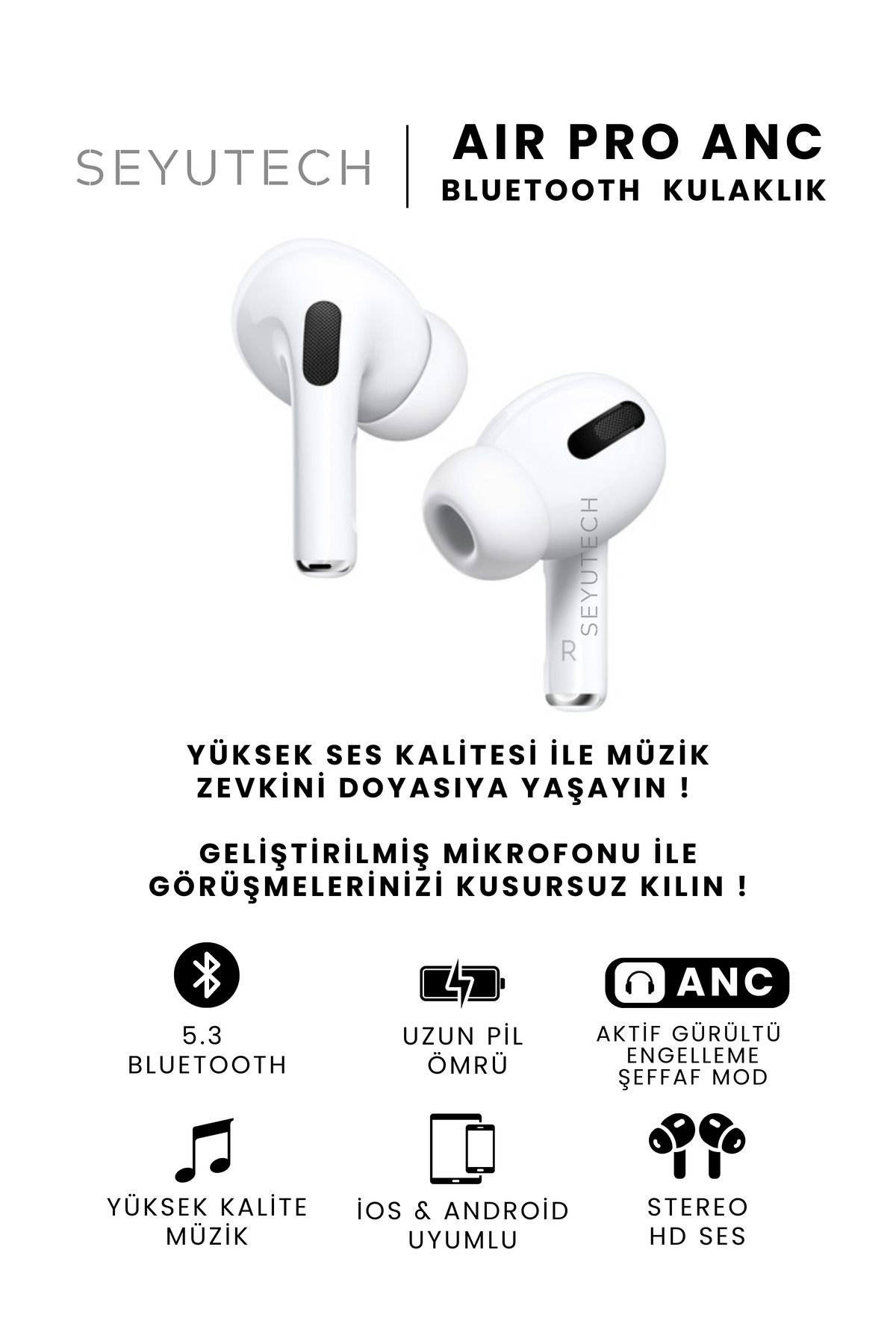 SEYUTECH Air Pro Anc Gürültü Engelleyici Bluetooth Kulaklık Ios Ve Android Uyumlu Kablosuz Kulaklık-2