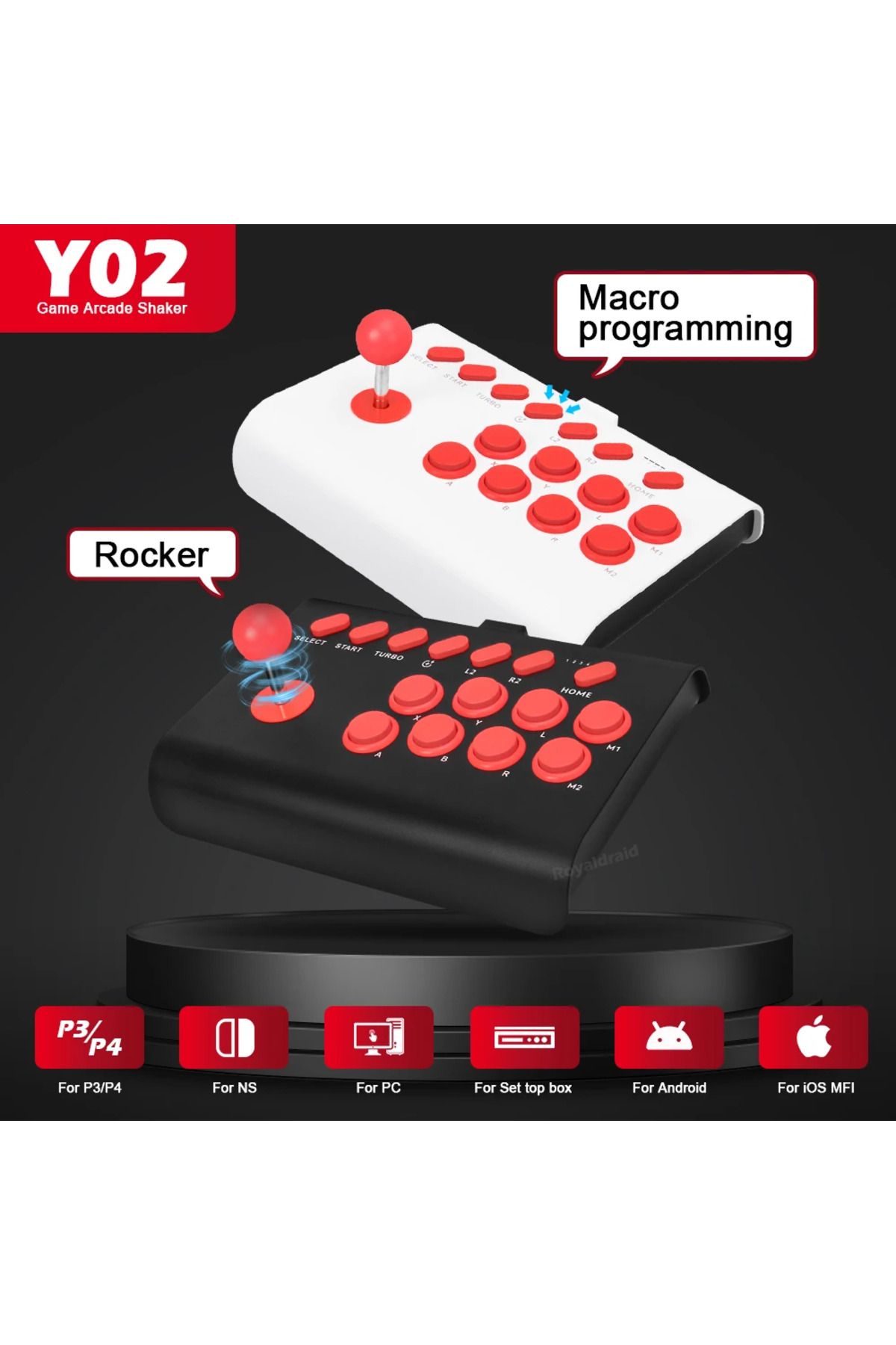 Choice-Y02 Wireless Arcade Games Control Rocker for PS4 Switch Console Controller PC TV Android iOS Phon... 2