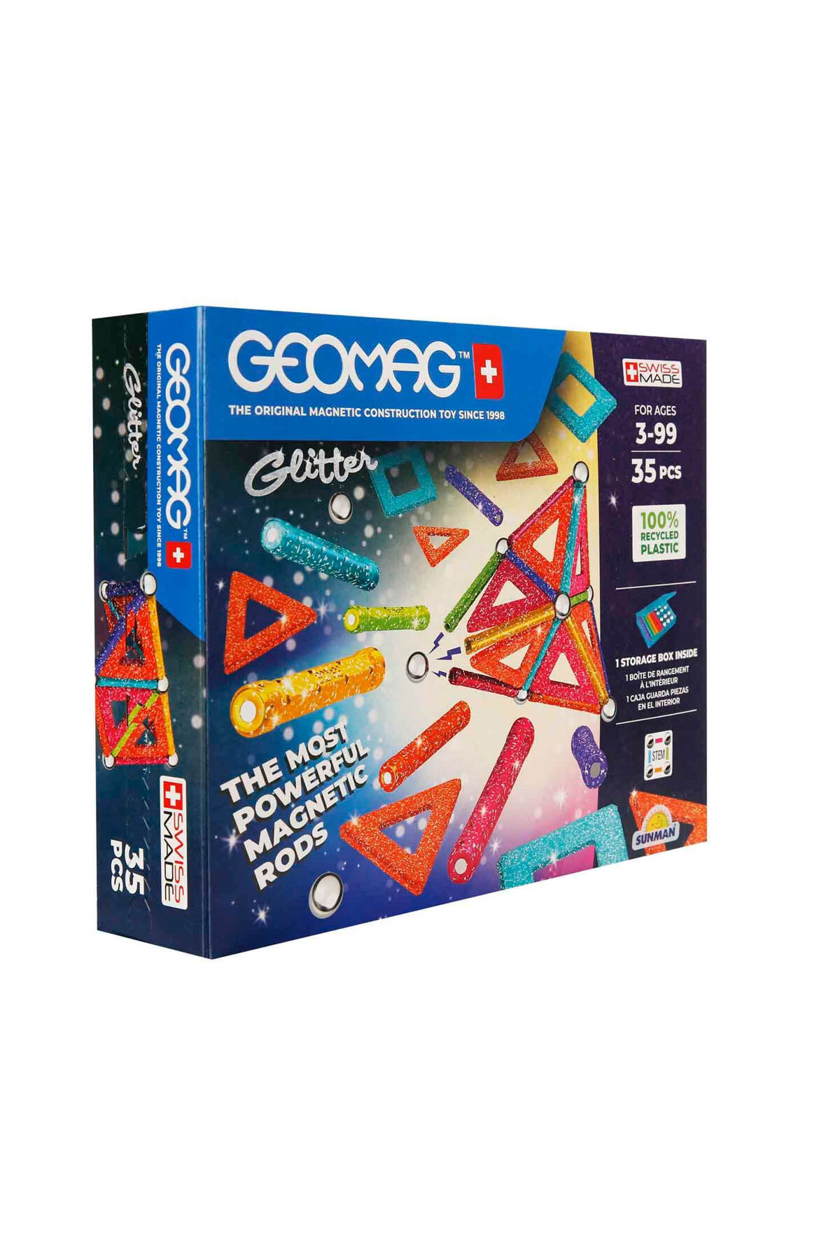 Geomag Magnetic Rods Glifters Sparkles Serial Intelligence Game Magnetic Structure Game 35 Pieces