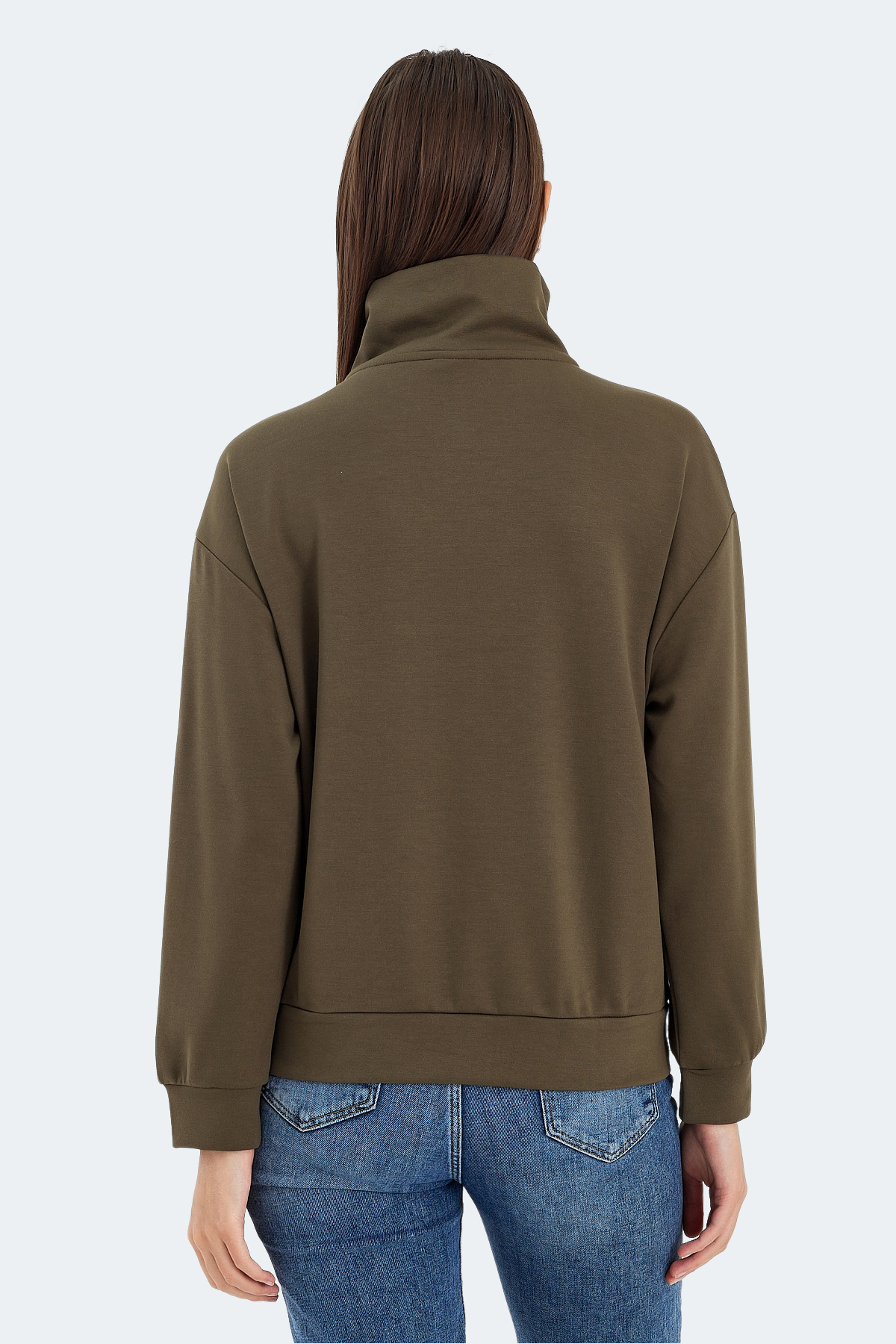 Slazenger VIDAL Oversize Kadın Dik Yaka Oversıze Haki Sweatshirt görsel 2