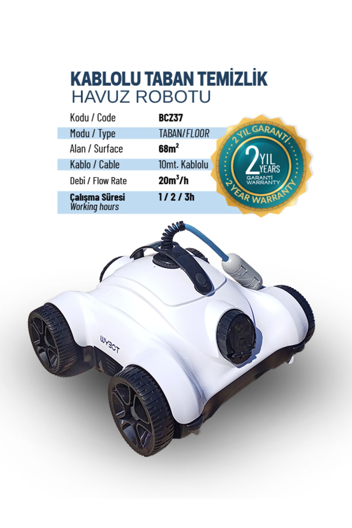 Wybot Havuz Temizleme Robotu 68 M2 Taban Için