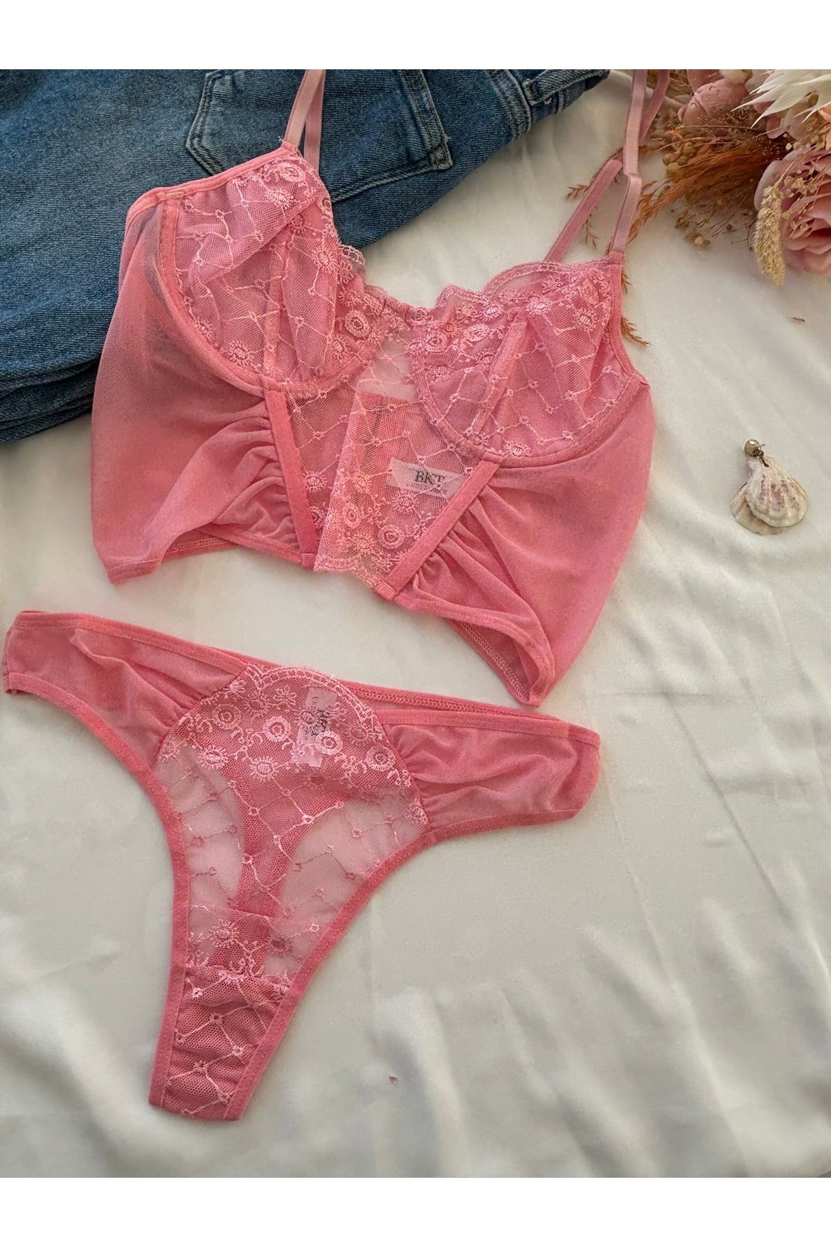 BKT-Pink Bralet and Top Suit Set 3