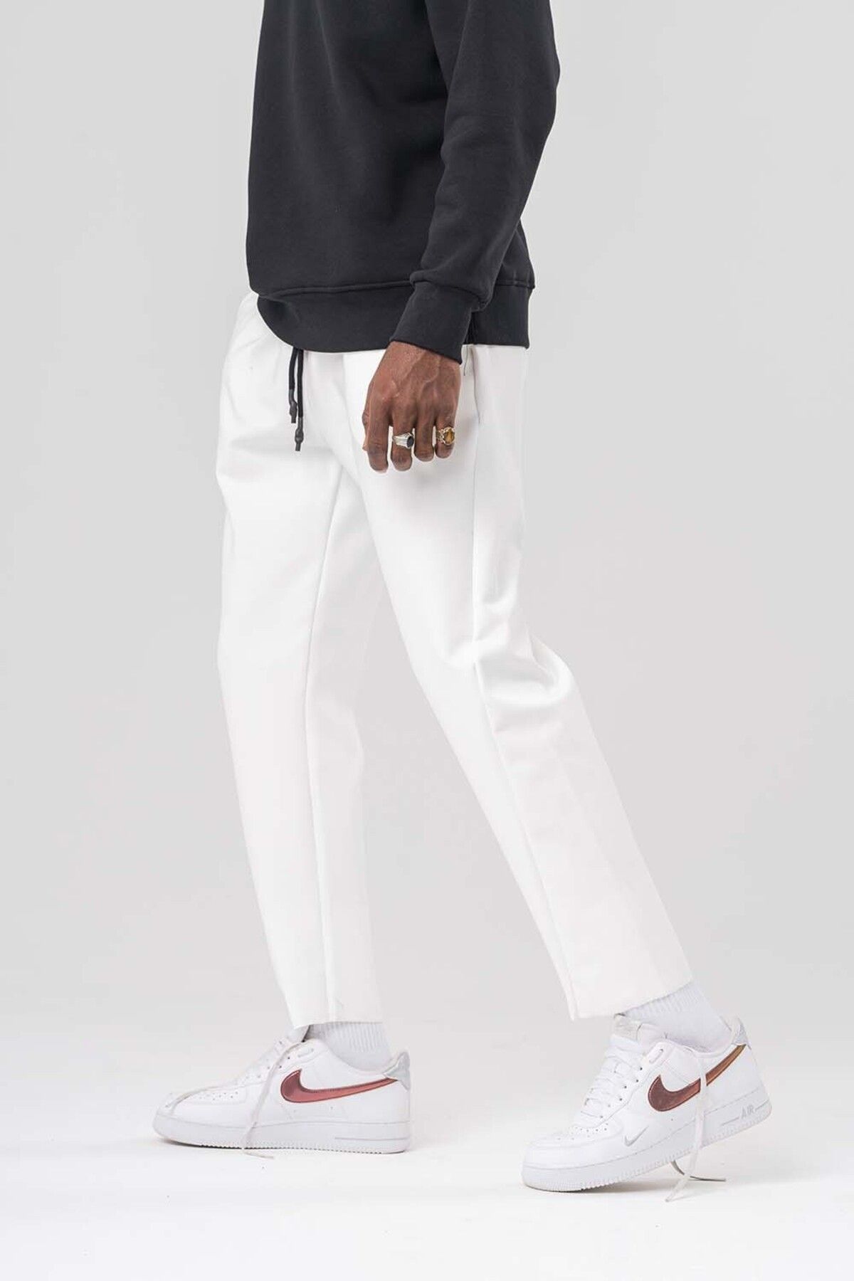 go gang own-Mad Waist Elastic Rotating Overlock Leg Trousers 7