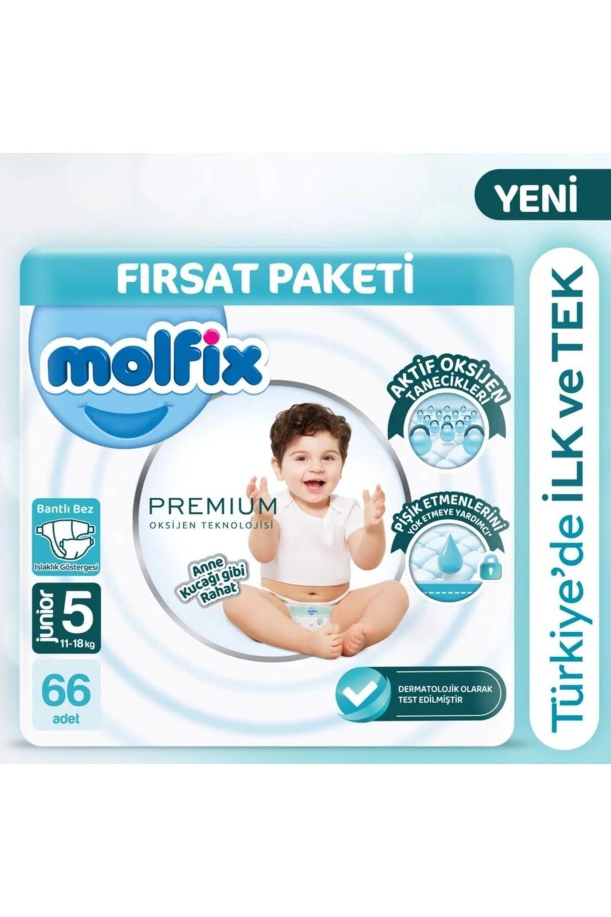 NessiWorld Molfix Premium Bebek Bezi Ultra Fırsat Paketi 5 Beden 11-18 Kg 66 Adet