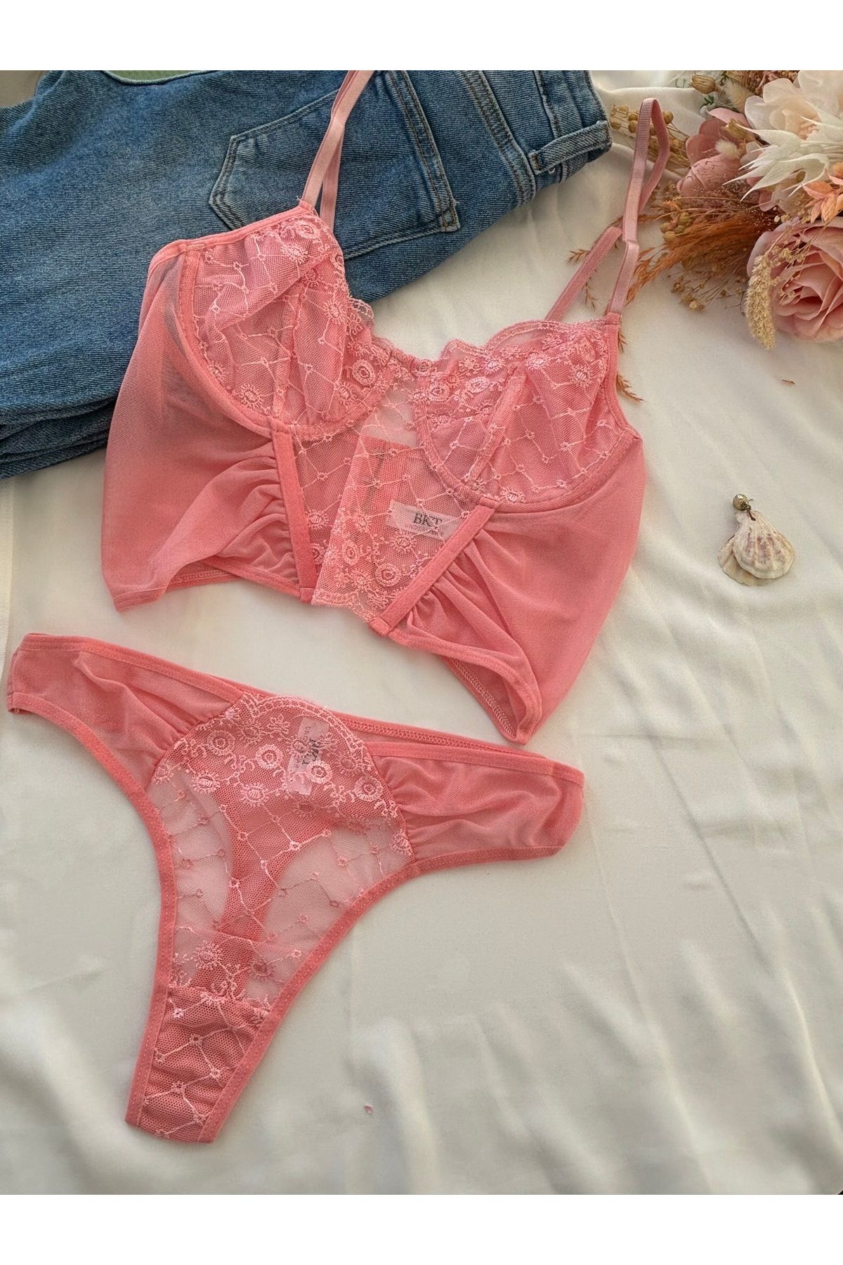 BKT-Pink Bralet and Top Suit Set 5