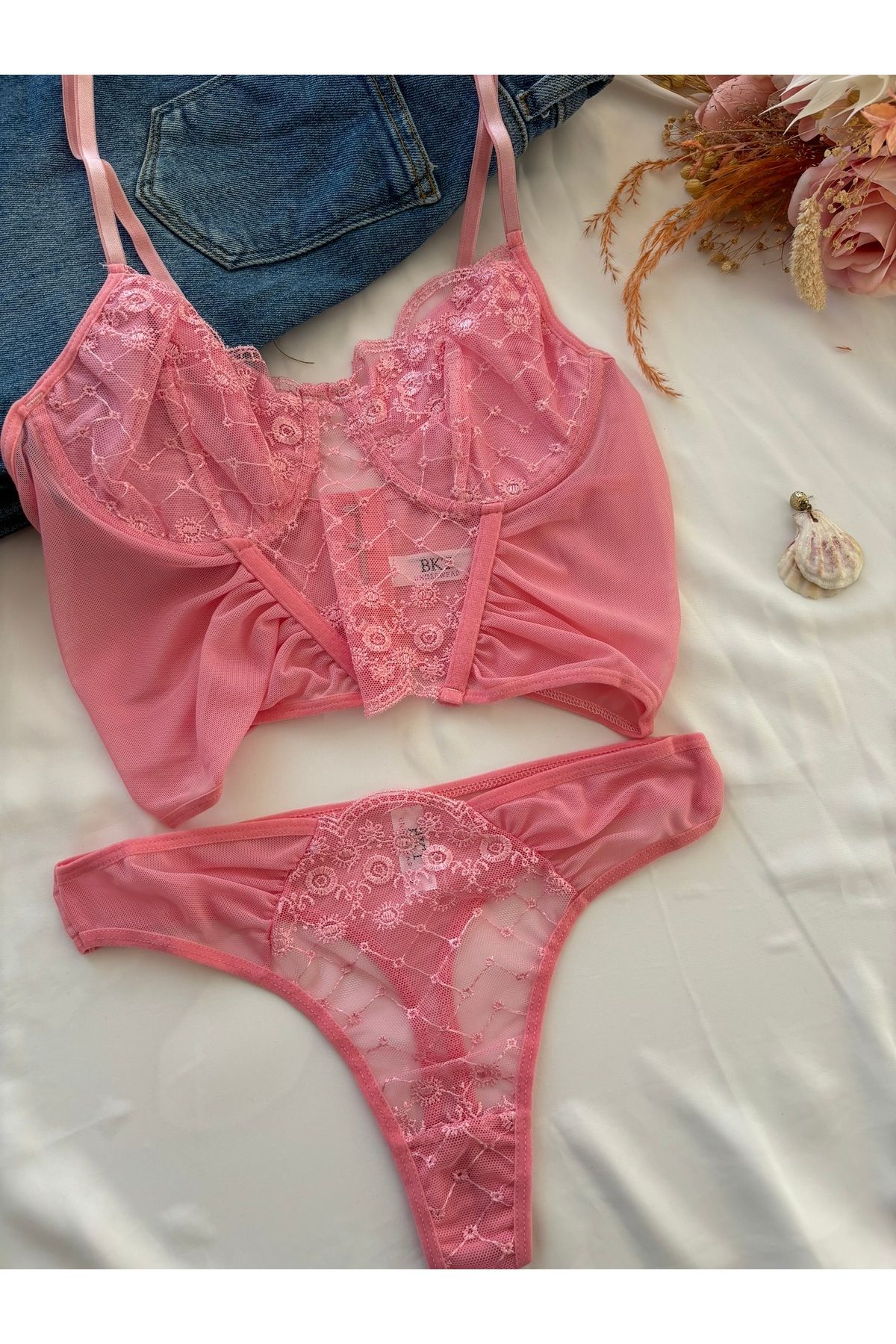 BKT-Pink Bralet and Top Suit Set 1