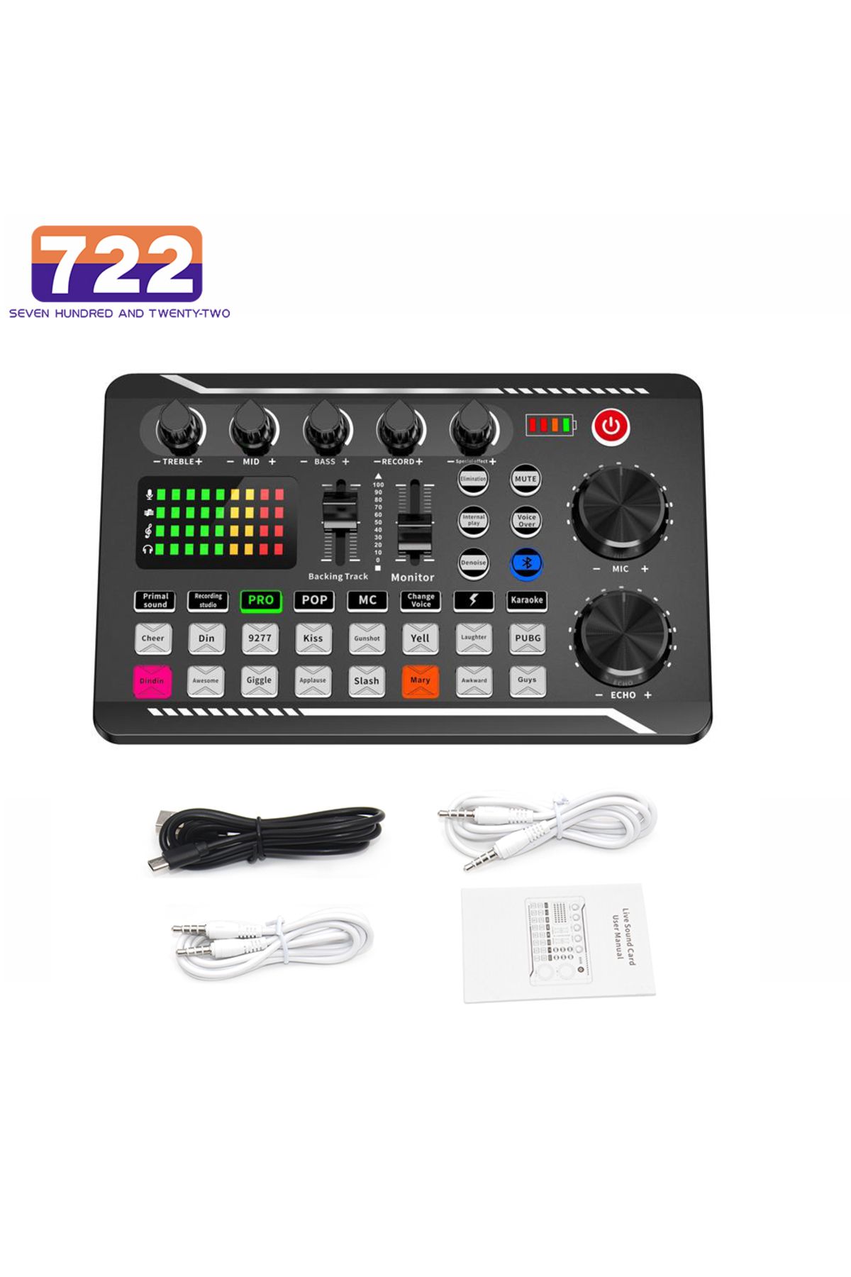 722 SEVEN HUNDRED AND TWENTY-TWO-F998 Sound Card Microphone Sound Mixer Sound Card Audio Mixing Console Amplifier Live Music Mixer... 1