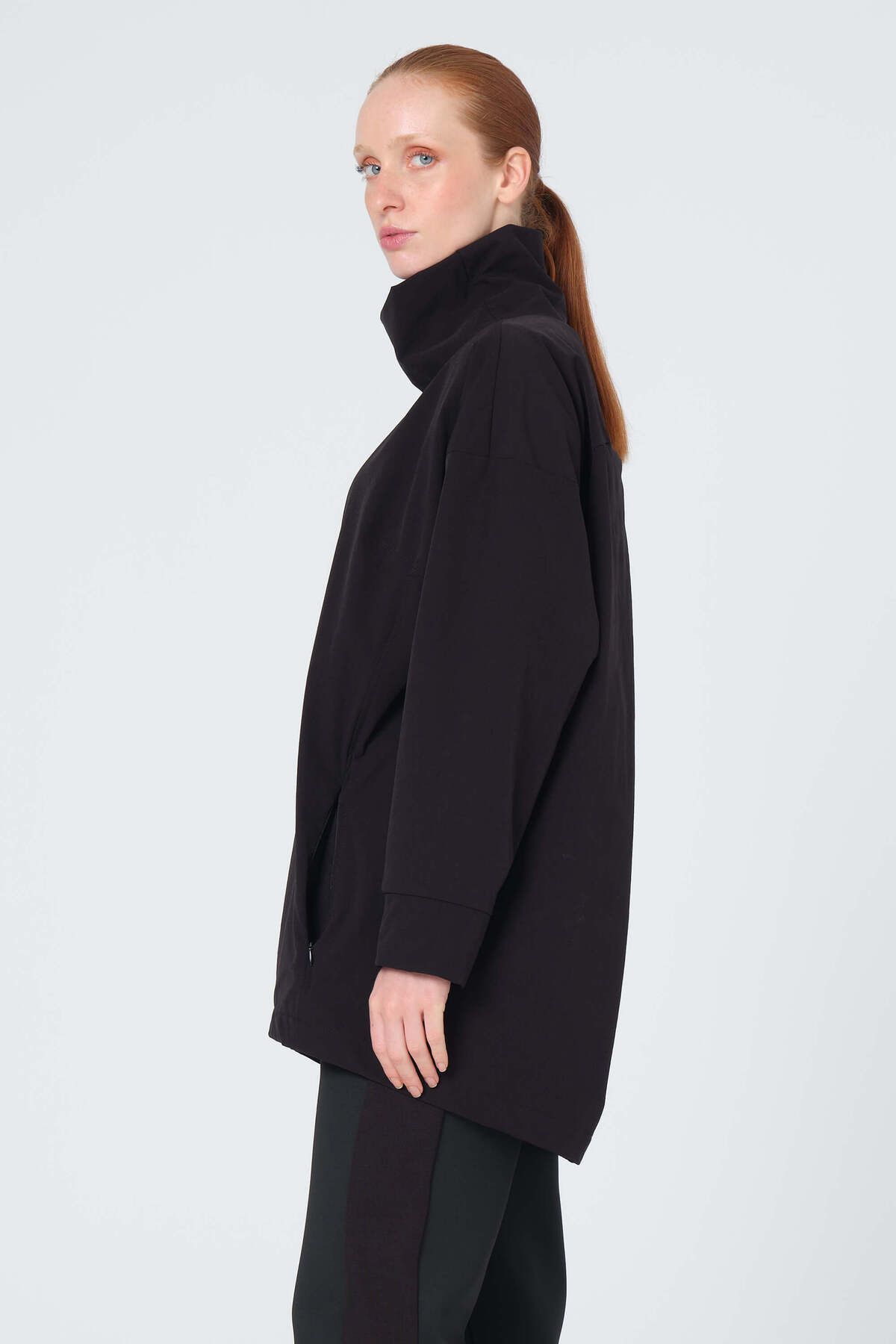 Monolou-Black Bi-Stretch Wrap Top - Back Wrap 3