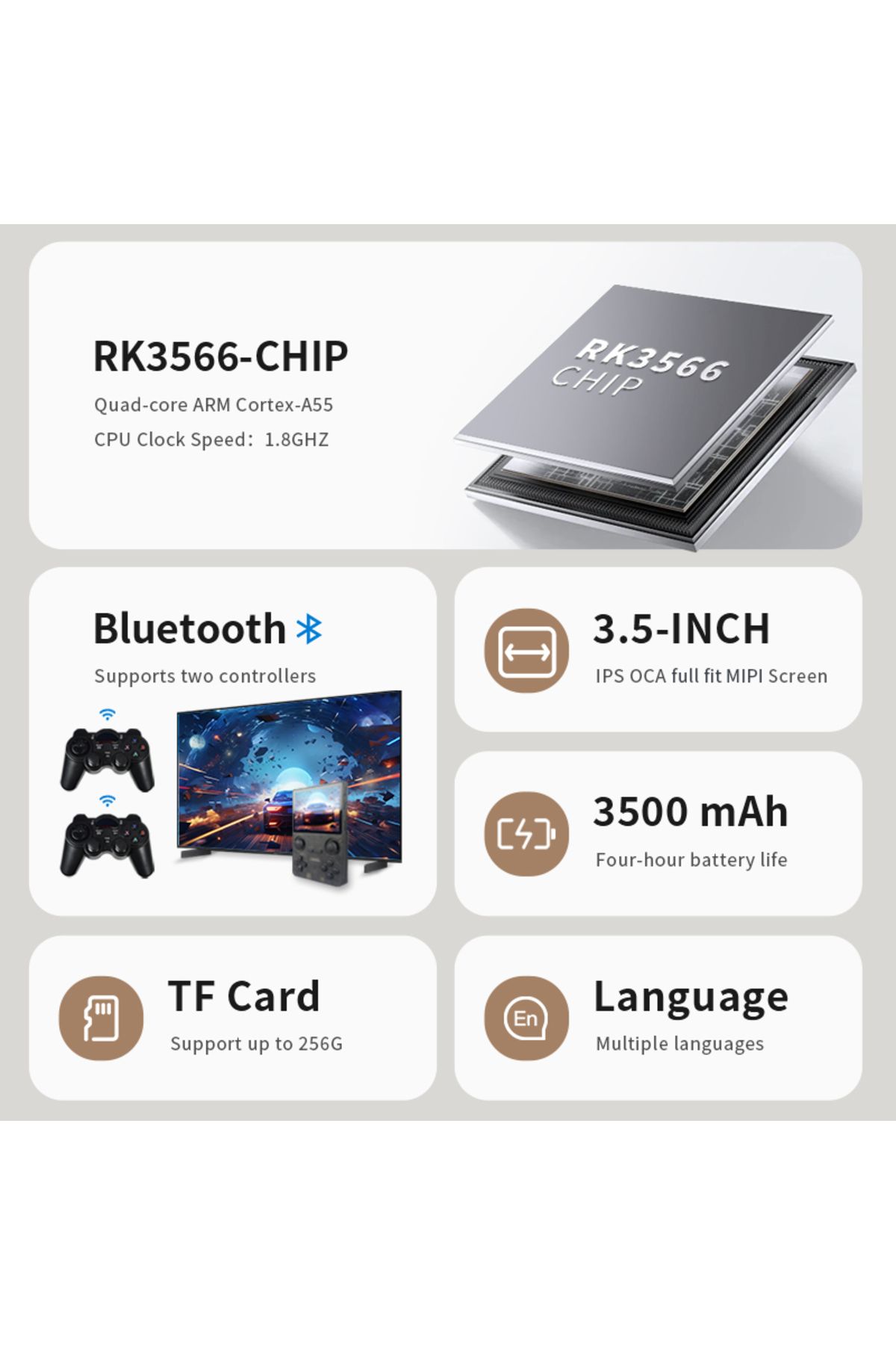 POWKIDDY-X35S 3.5 inchIPS Screen 640(MIPI)x480 Retro Handheld Game Console PS Open Source System ... 4