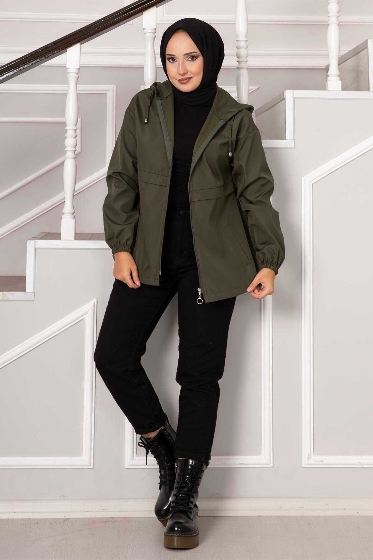 EBRUTESETTÜR-Short Zippered Trench Coat 3