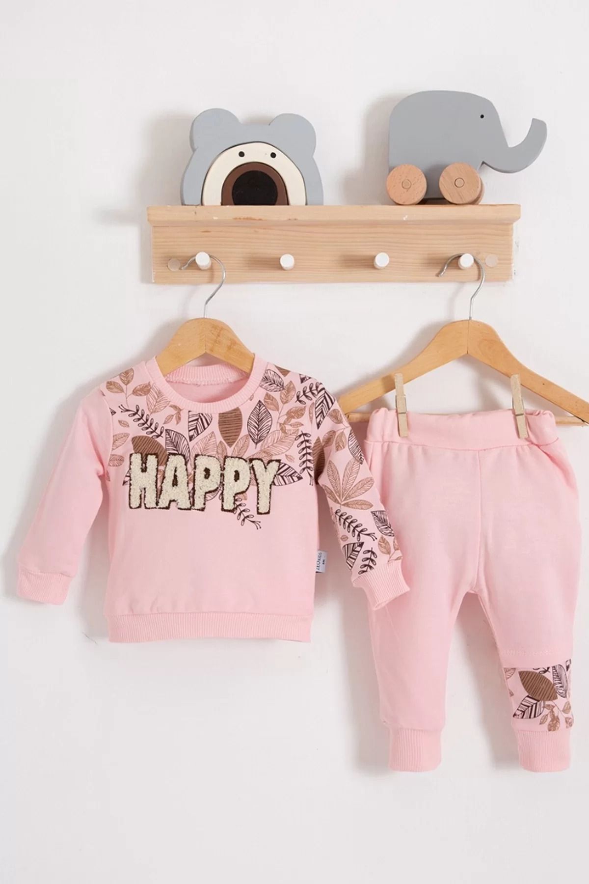 dalinda Happy Yaprak Desenli 2'li Kız Bebek Takım