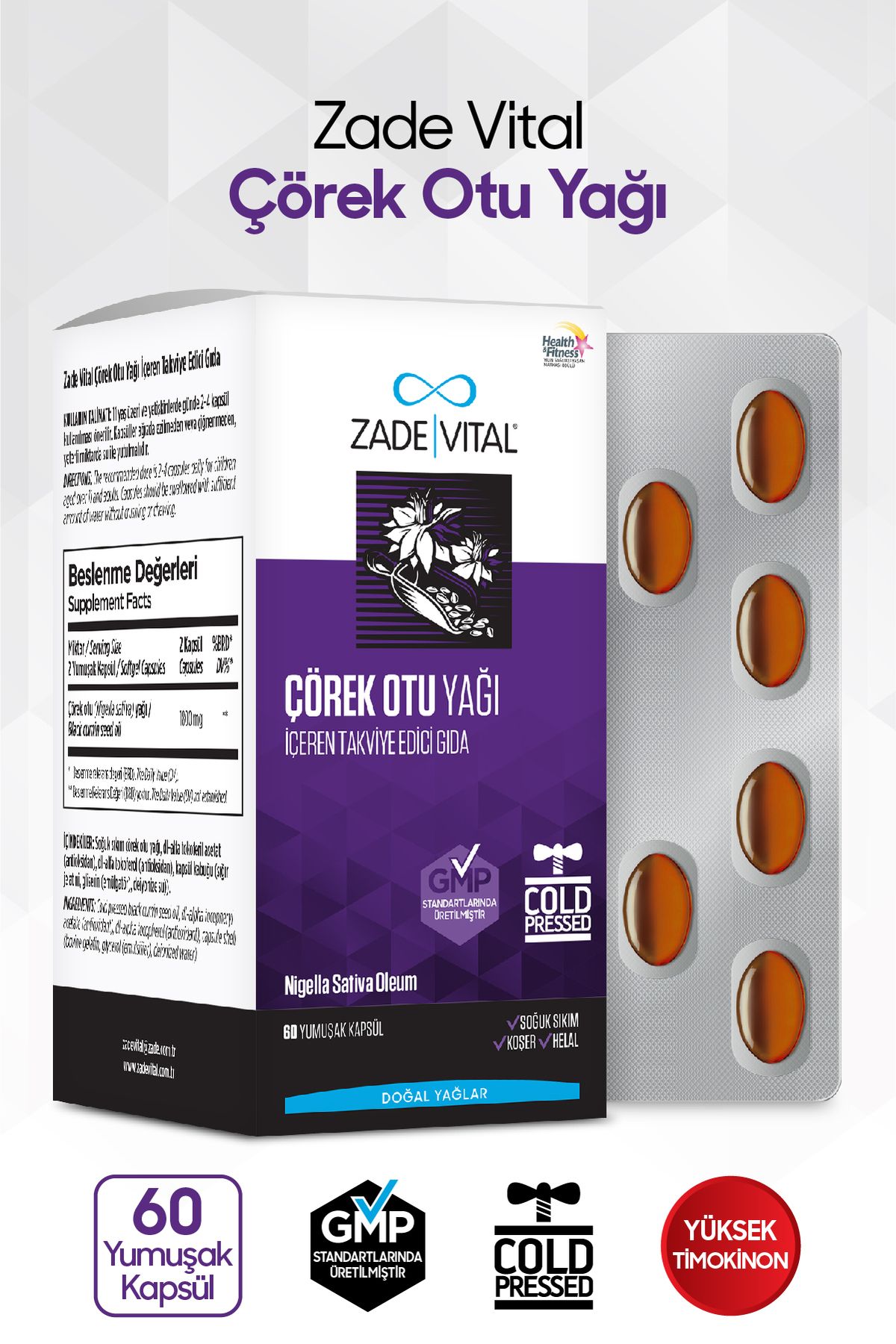 Zade Vital Blıster 60 Kapsül Zadevıtal Corek Otu Yağı