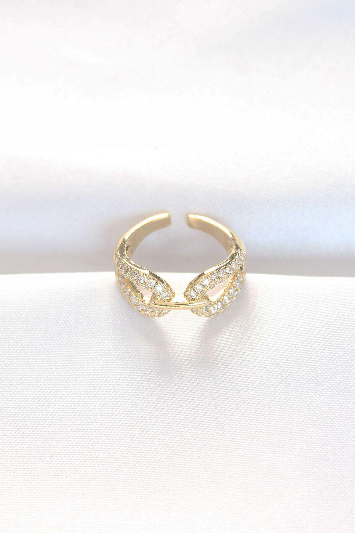feifei Zirkon Taşlı Gold Renk Ayarlanabilir Yüzük - TJ-BYK3109