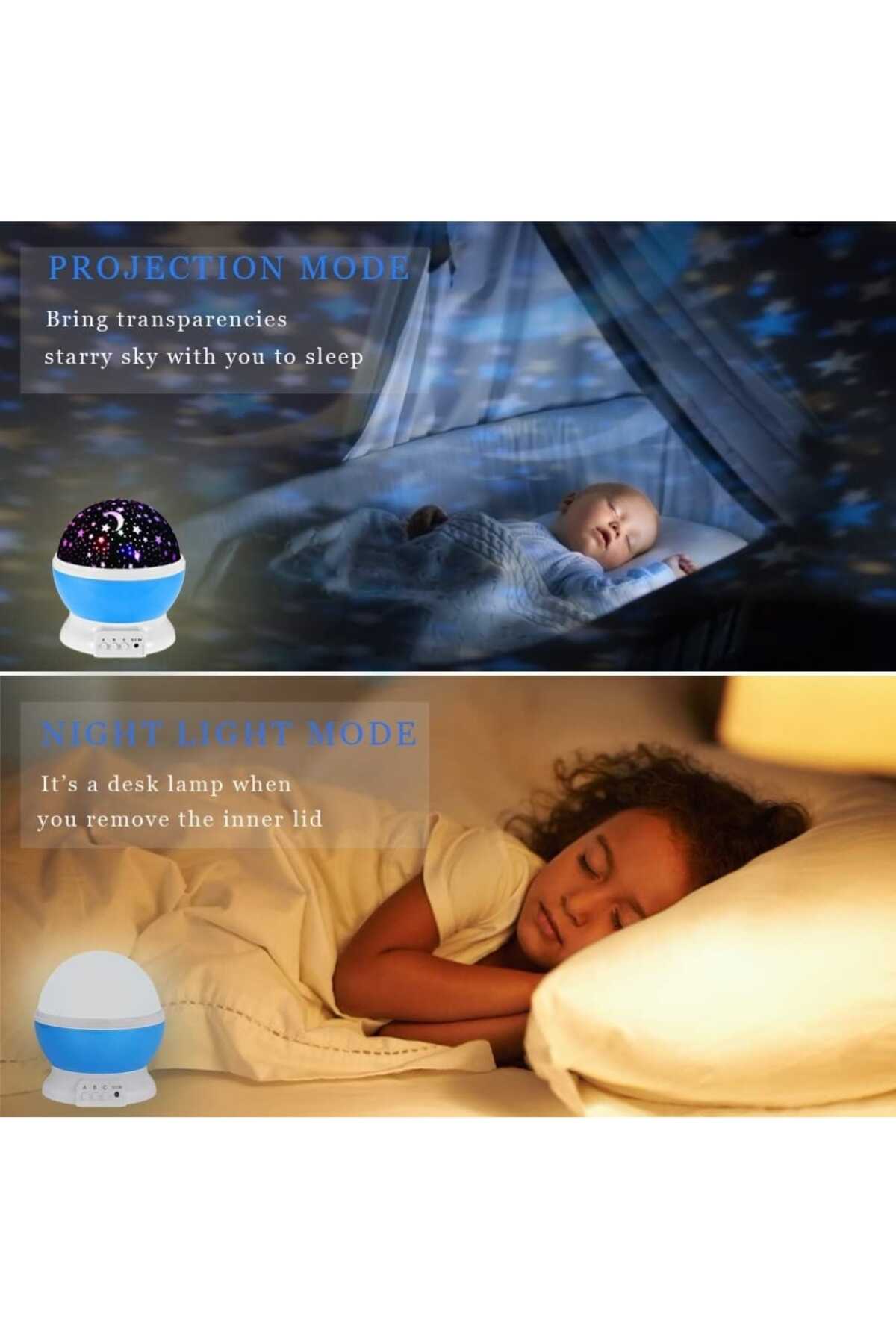 mr shopping Gece Lambası Tavana Işık Yansıtan Dönen Yıldız Ay Projeksiyon Parti Lambası fotoğrafı 7 (önizleme)