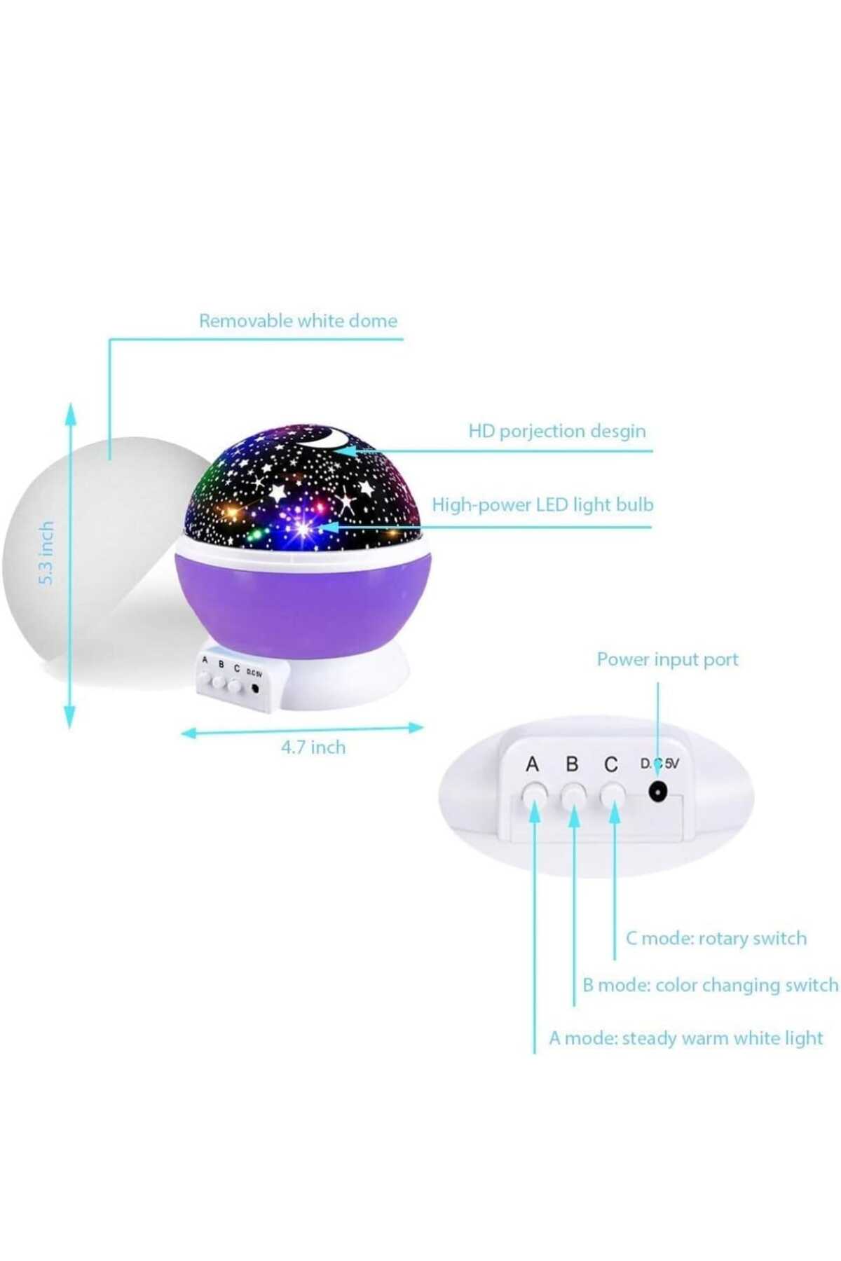 mr shopping MR Gece Lambası Tavana Işık Yansıtan Dönen Yıldız Ay Projeksiyon Parti Lambası Hediyelik fotoğrafı 2 (önizleme)