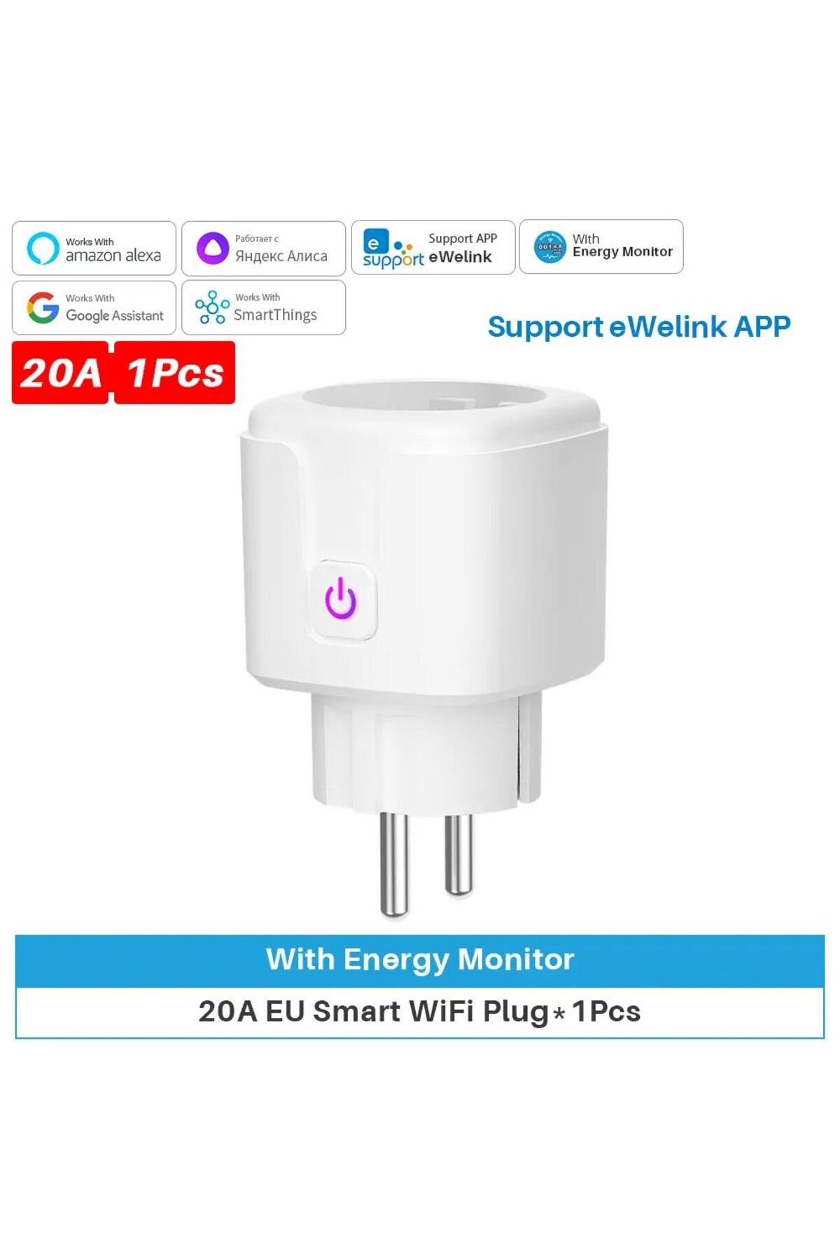 Choice-eWelink-20A 2p EU Plug-1Pcs EWelink 16A/20A Smart Plug WiFi EU Socket With Power Monitor Timing Func 1