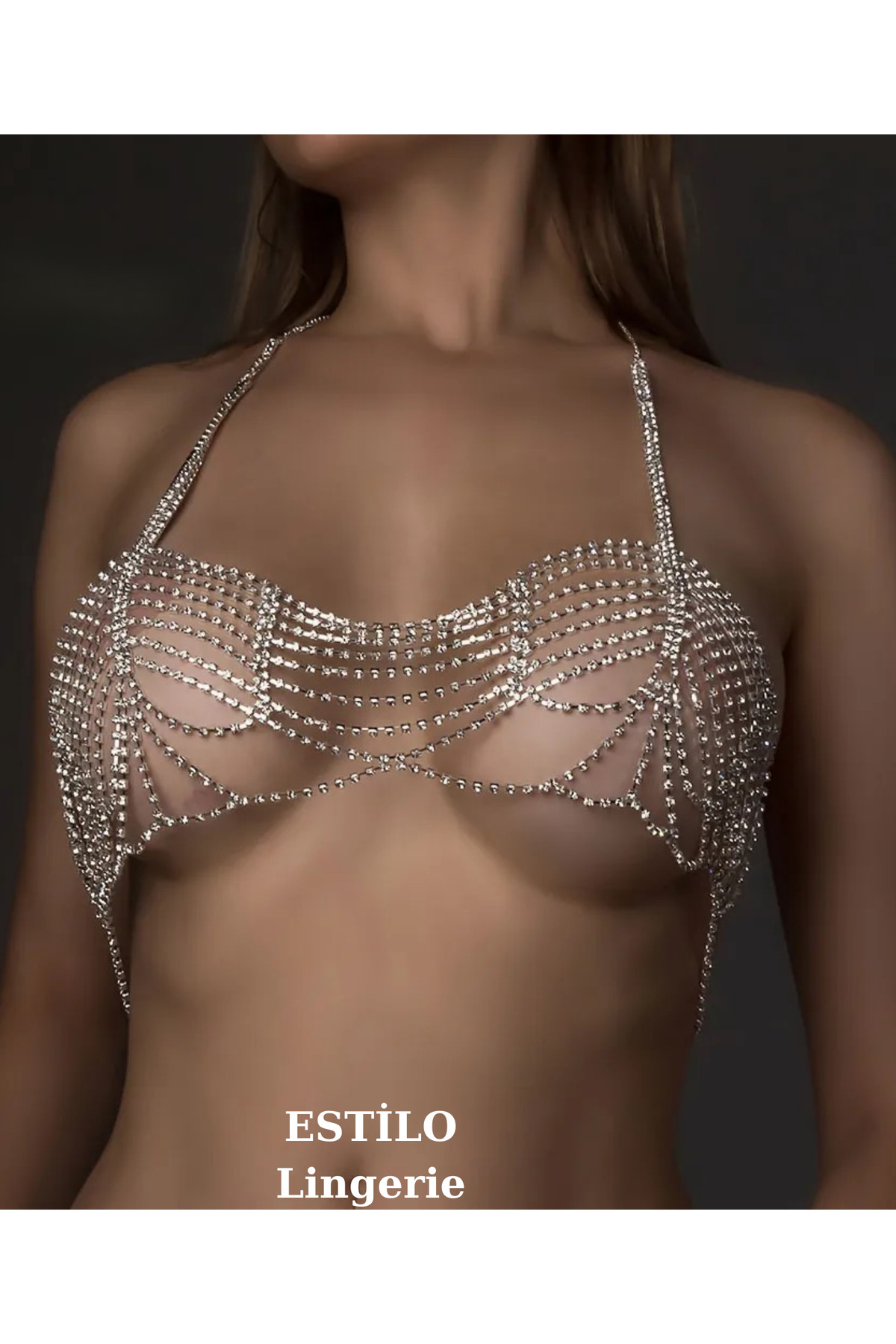 Taşlı Luxury Su Yolu Vücut Takısı, Taşlı Bikini, Taşlı Sütyen Külot, Fantezi Iç Çamaşır Takımı