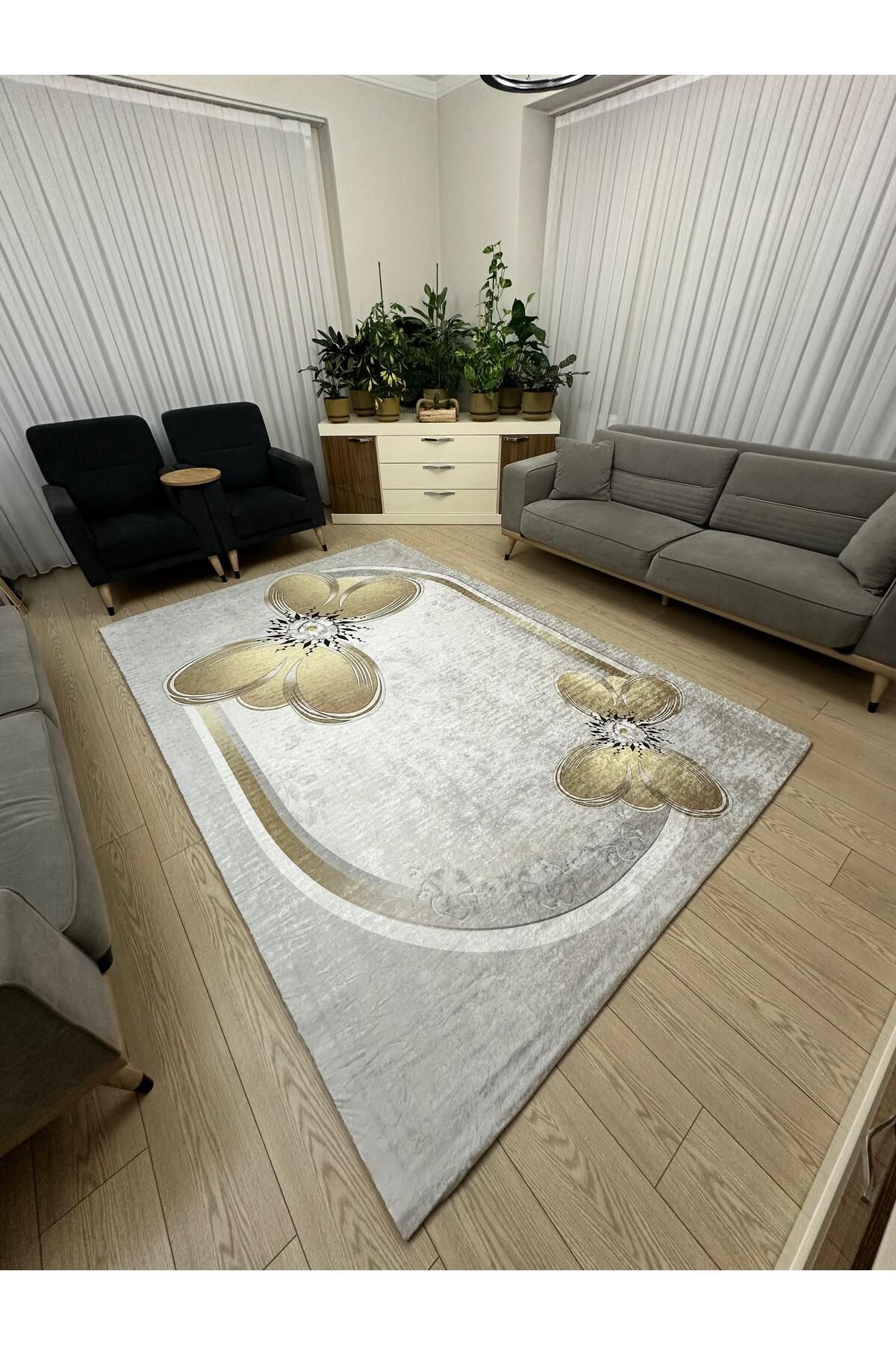 ALLGELSİN-6m2 metri Husa de covor patrata lavabila - 200x300cm, fund elastic, dungi moderne 4