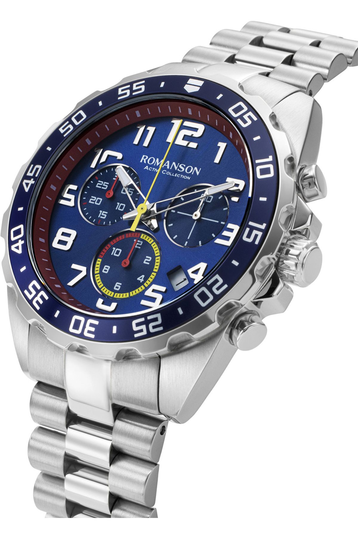 Romanson-Am0001hmwwa42w الياقوت الزجاج السويسري الكوارتز الصلب حالة الصلب الحبل ساعة توقيت ساعة اليد الرجالية 3
