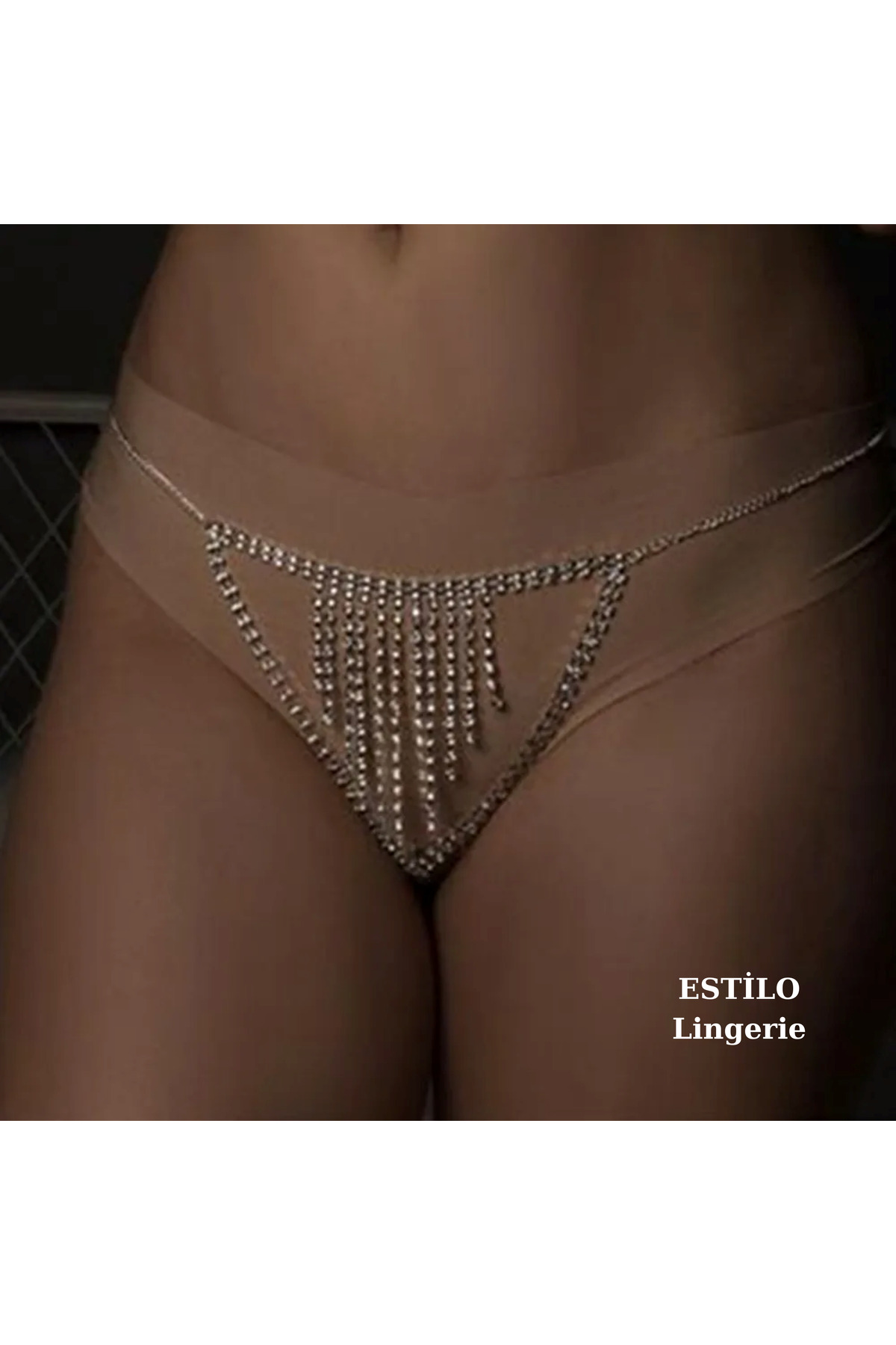 Taşlı Luxury Su Yolu Vücut Takısı, Taşlı Bikini, Taşlı Sütyen Külot, Fantezi Iç Çamaşır Takımı