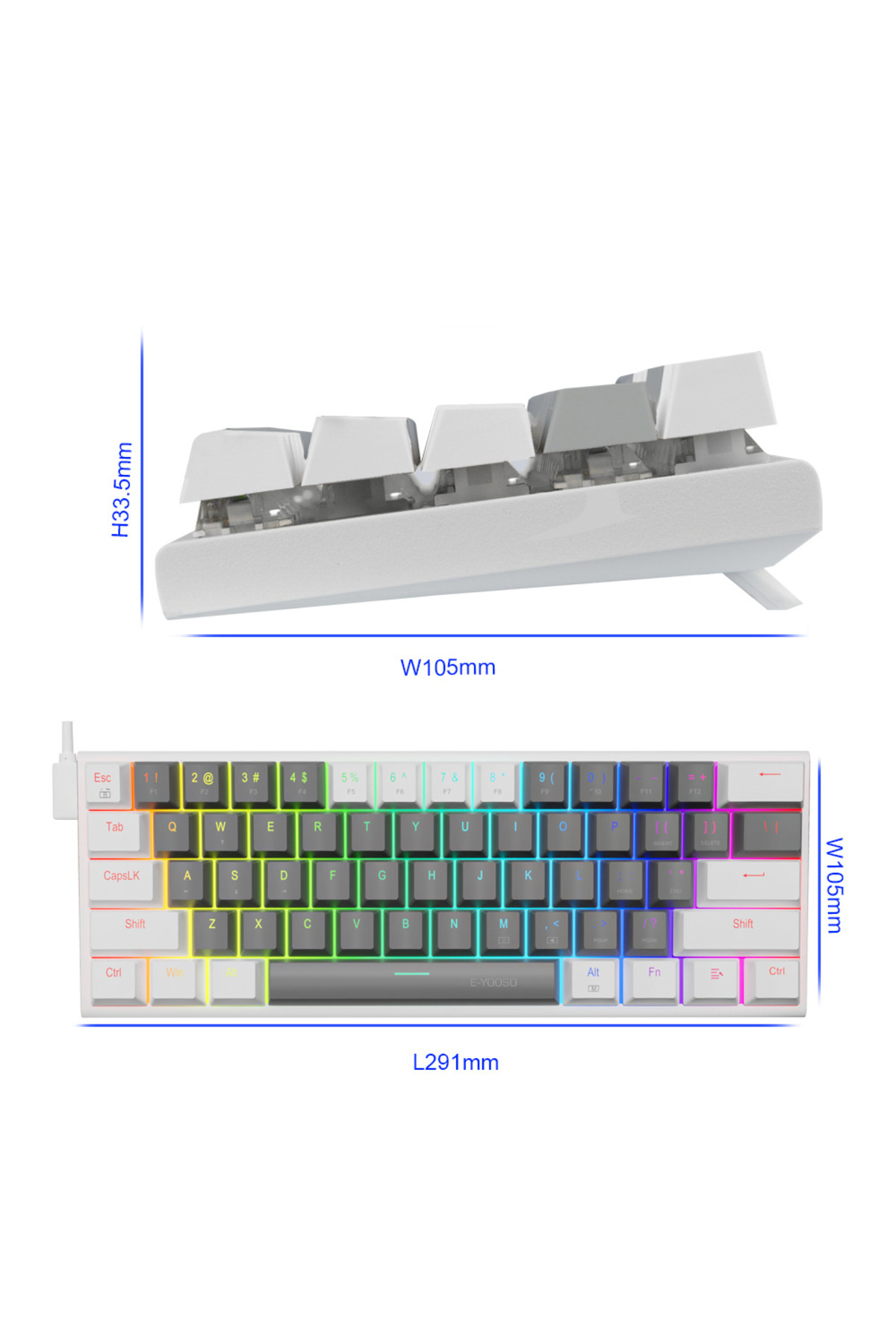 Choice-E-YOOSO Z11 RGB USB 60% Mini Mechanical Gaming Keyboard Blue Red Switch 61 Keys Wired detachable ... 6