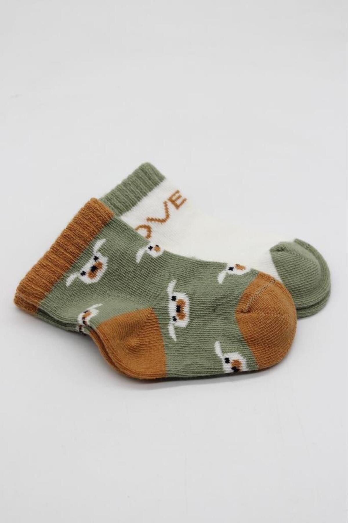 جوراب‌های پنبه‌ای شانه شده دو رنگ Nessiworld مدل Love Dog، بسته ۲ عددی، BS10118، رنگ Nil