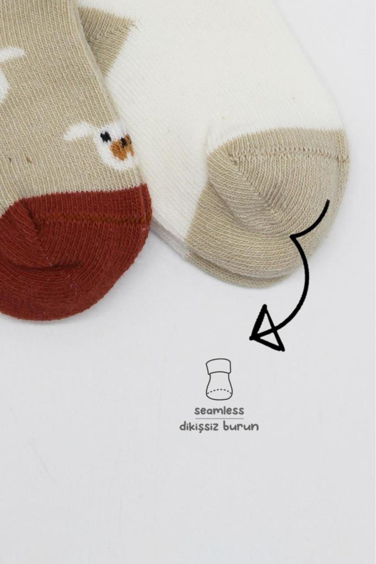 جوراب‌های پنبه‌ای شانه شده دو رنگ سگ Bistyle Love، بسته ۲ عددی Bs10118، بژ