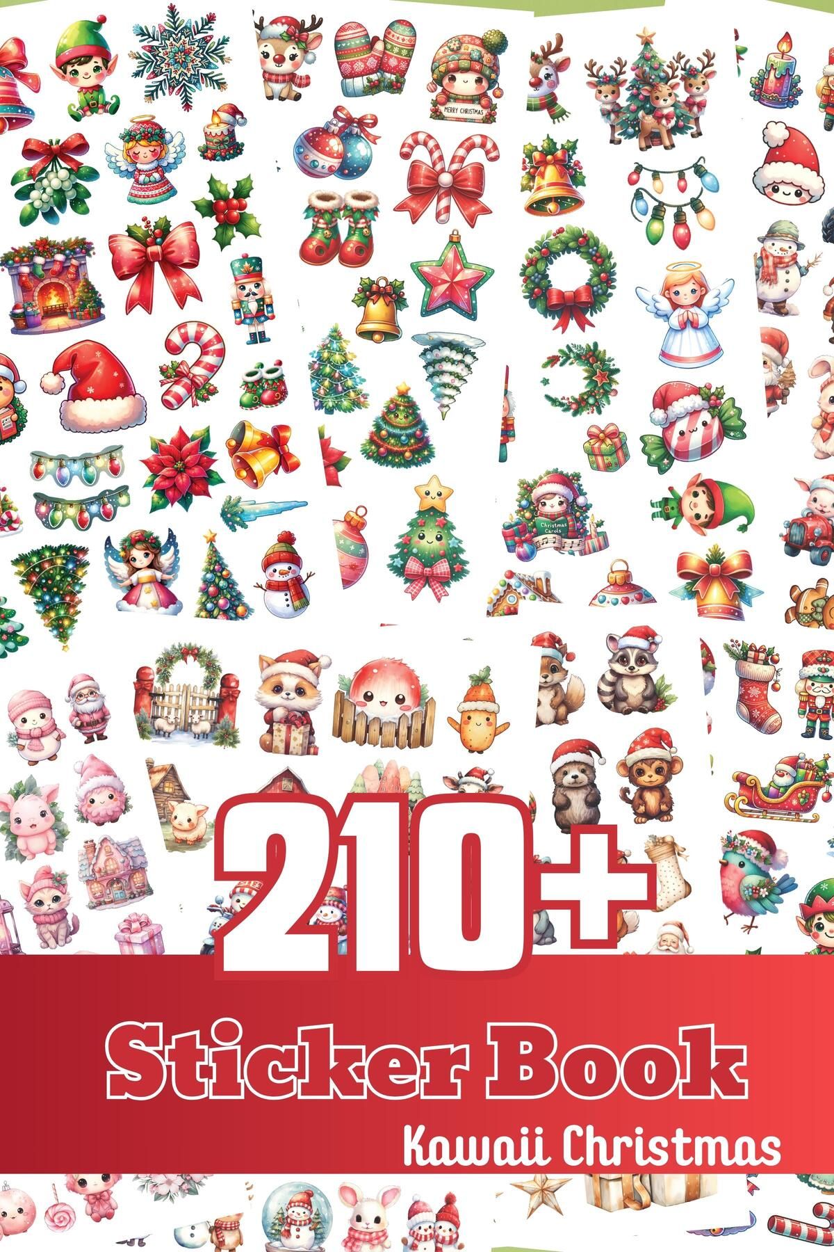 Yılbaşı Sticker, 210 Adet Etiket Seti, Sticker Defteri, Sticker Book, Yılbaşı Süs, Yılbaşı Dekor