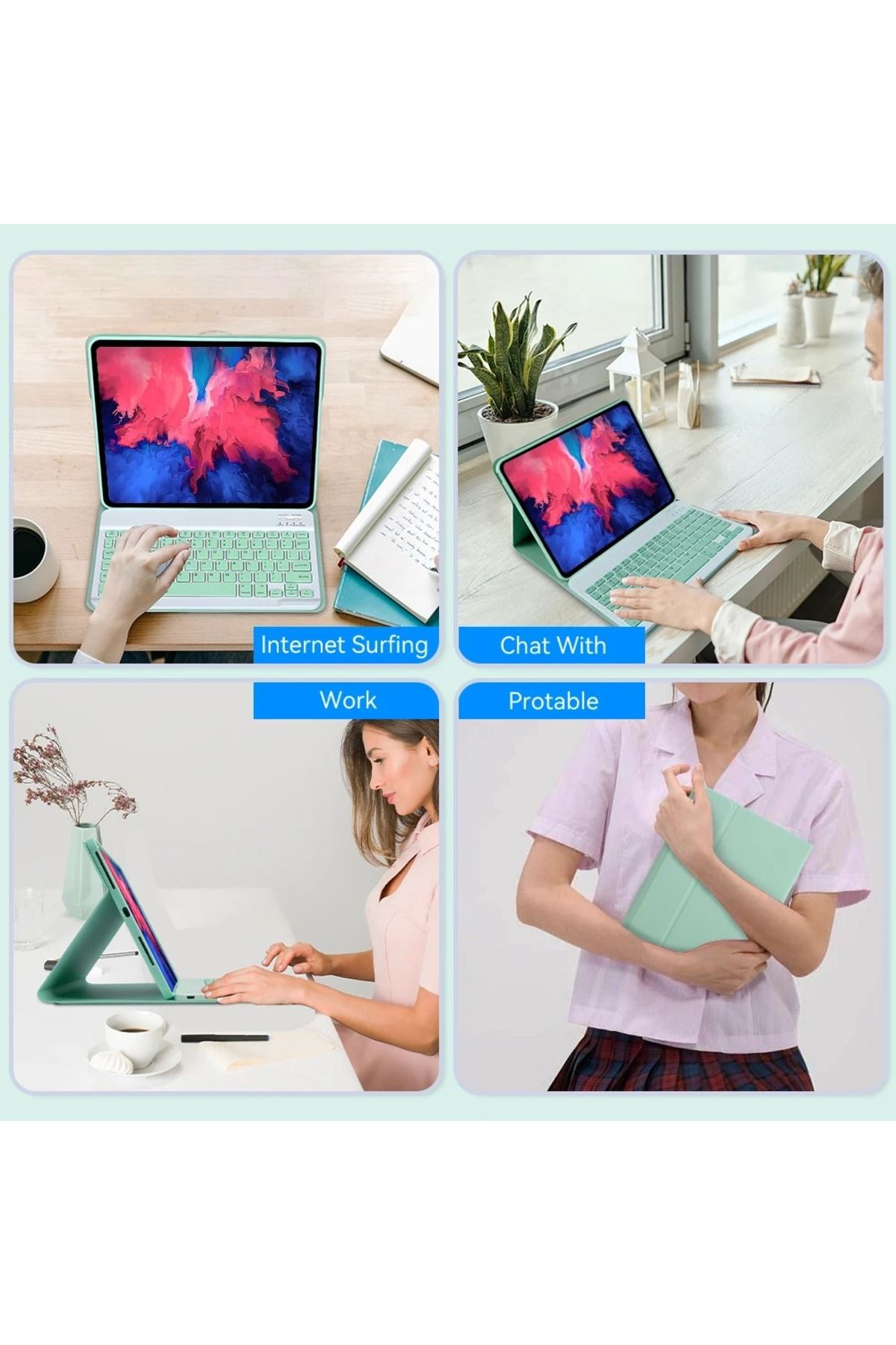 HUAIBX-حافظة لجهاز Lenovo Xiaoxin Pad 2022 مقاس 10.6 بوصة مع لوحة مفاتيح بلوتوث لجهاز Lenovo Tab M10 Plus 3rd TB-X105F 3